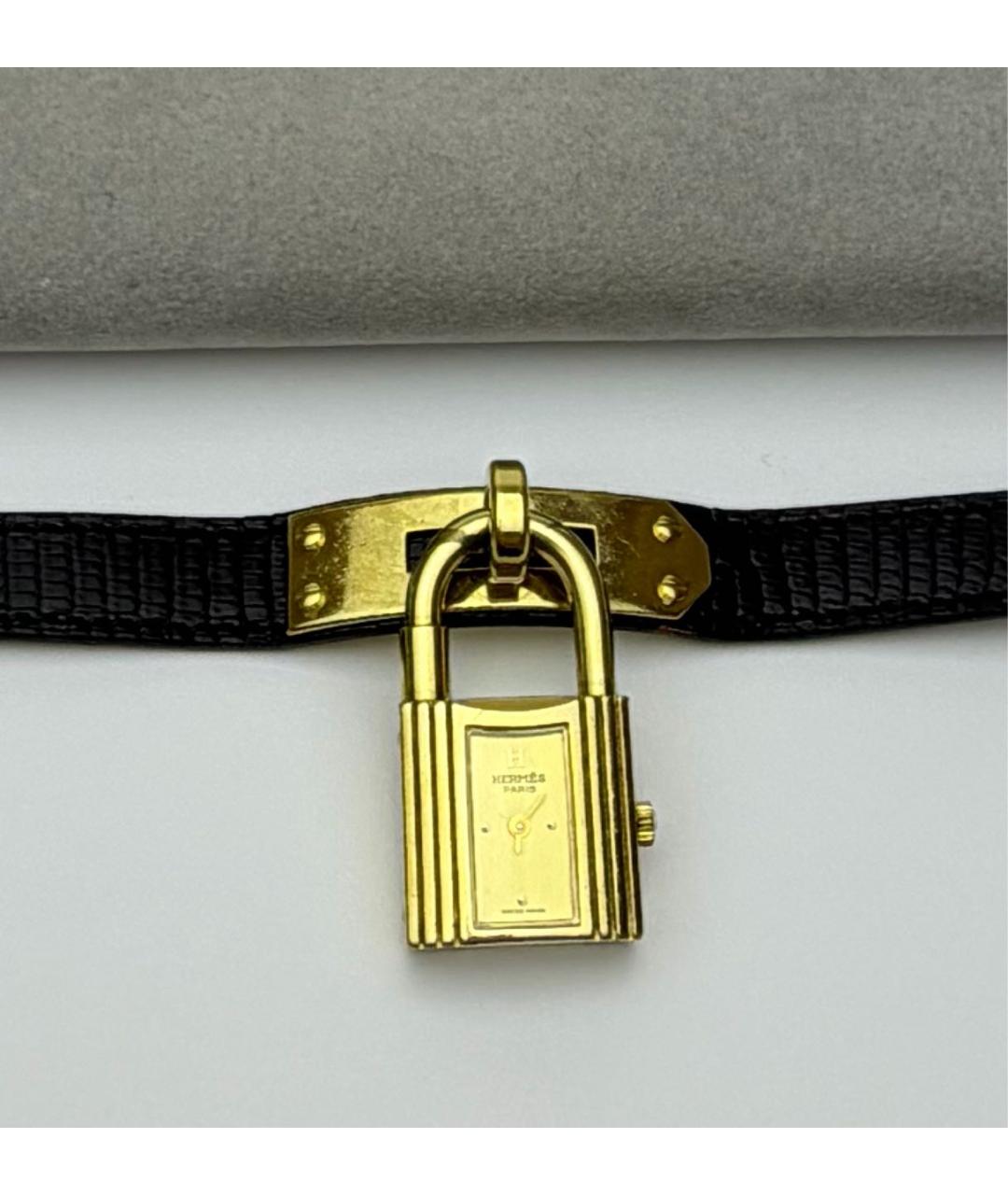 HERMES Черные позолоченные часы, фото 3