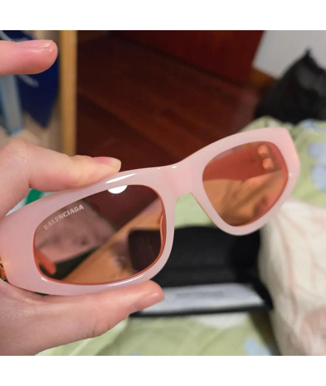 BALENCIAGA Розовые пластиковые солнцезащитные очки, фото 4