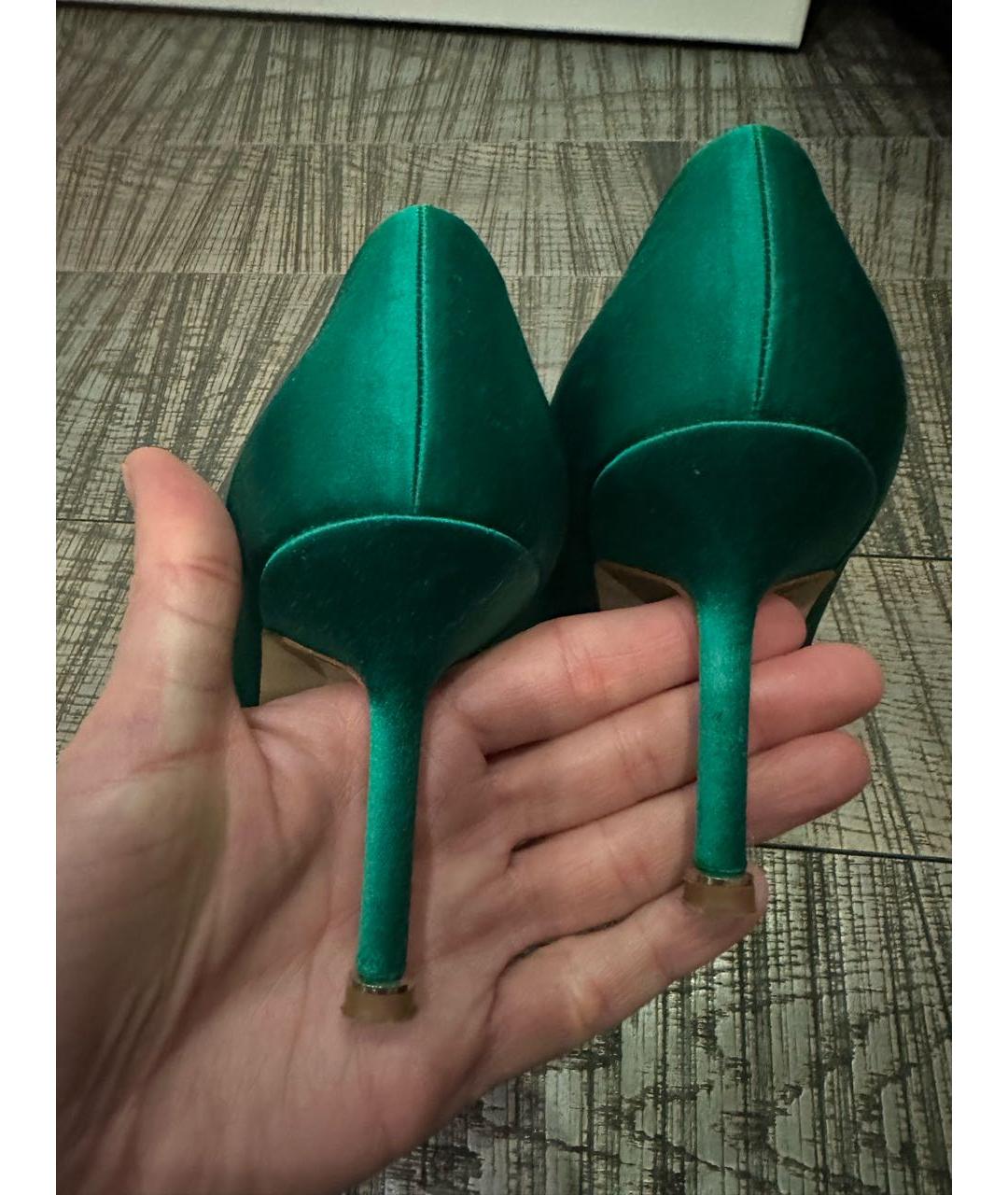 MANOLO BLAHNIK Зеленые текстильные туфли, фото 4