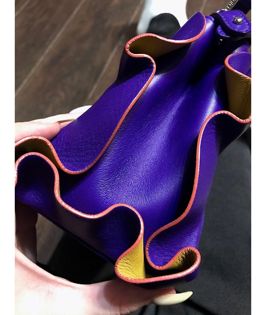 FENDI Фиолетовая кожаная сумка с короткими ручками, фото 3