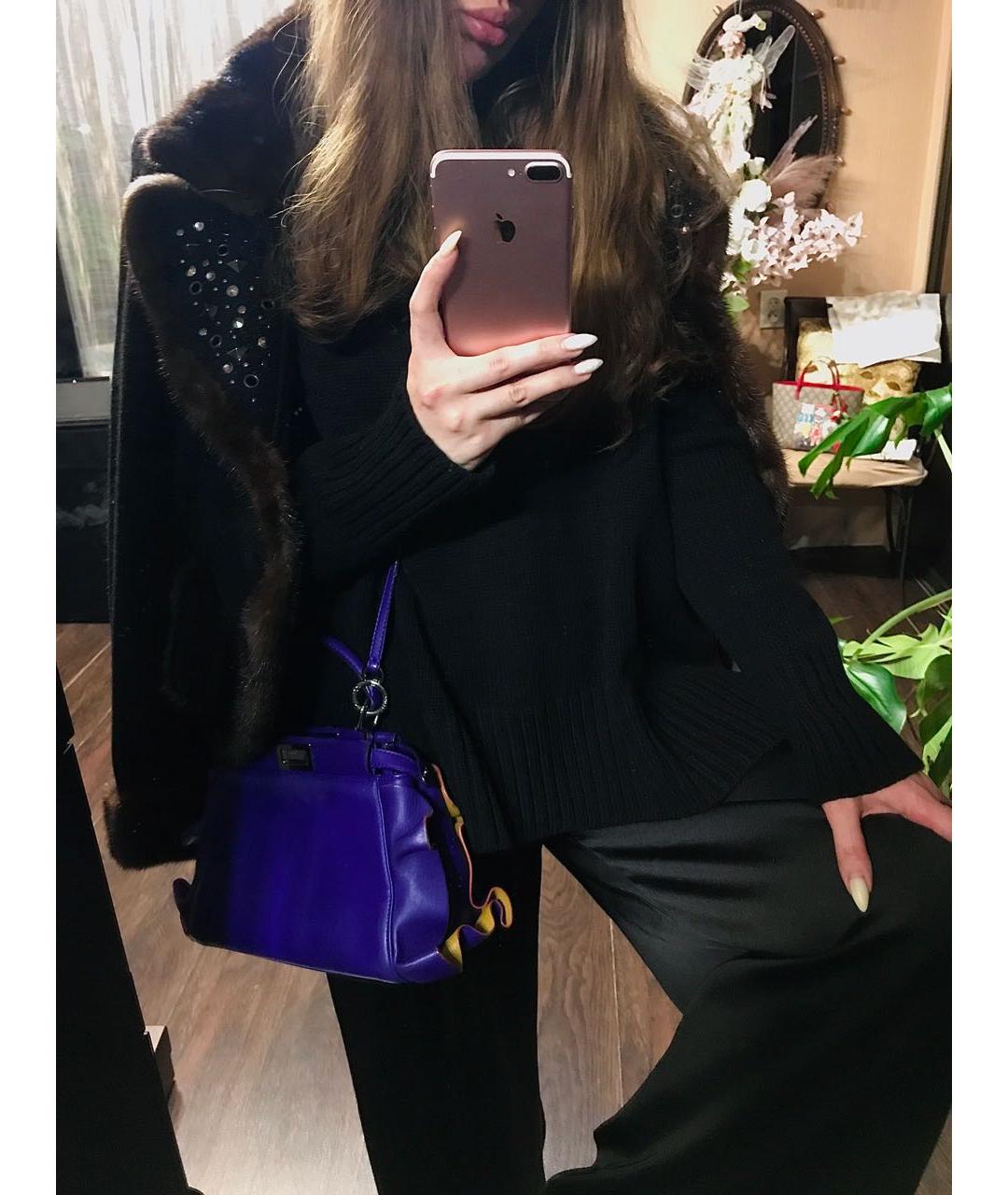 FENDI Фиолетовая кожаная сумка с короткими ручками, фото 8