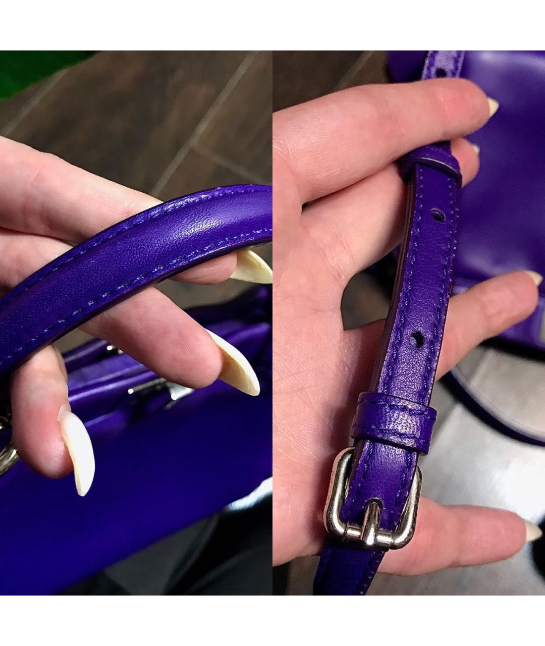 FENDI Фиолетовая кожаная сумка с короткими ручками, фото 5