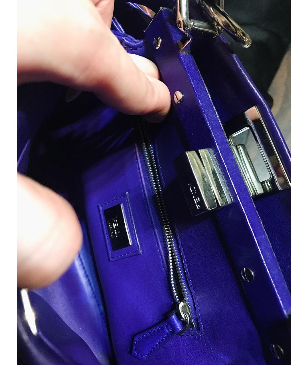 FENDI Фиолетовая кожаная сумка с короткими ручками, фото 4