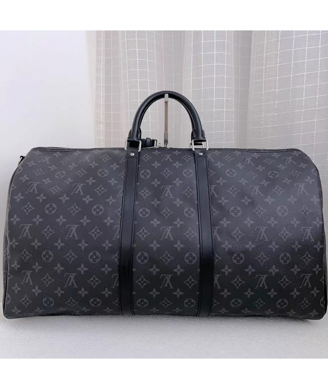 LOUIS VUITTON Черная кожаная дорожная/спортивная сумка, фото 2