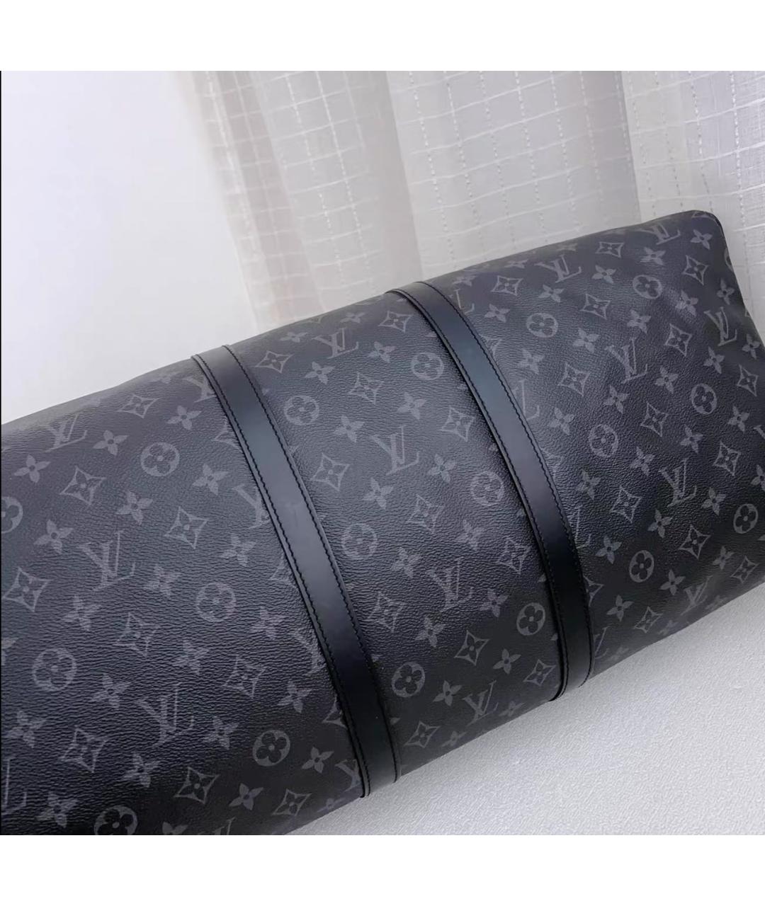 LOUIS VUITTON Черная кожаная дорожная/спортивная сумка, фото 5