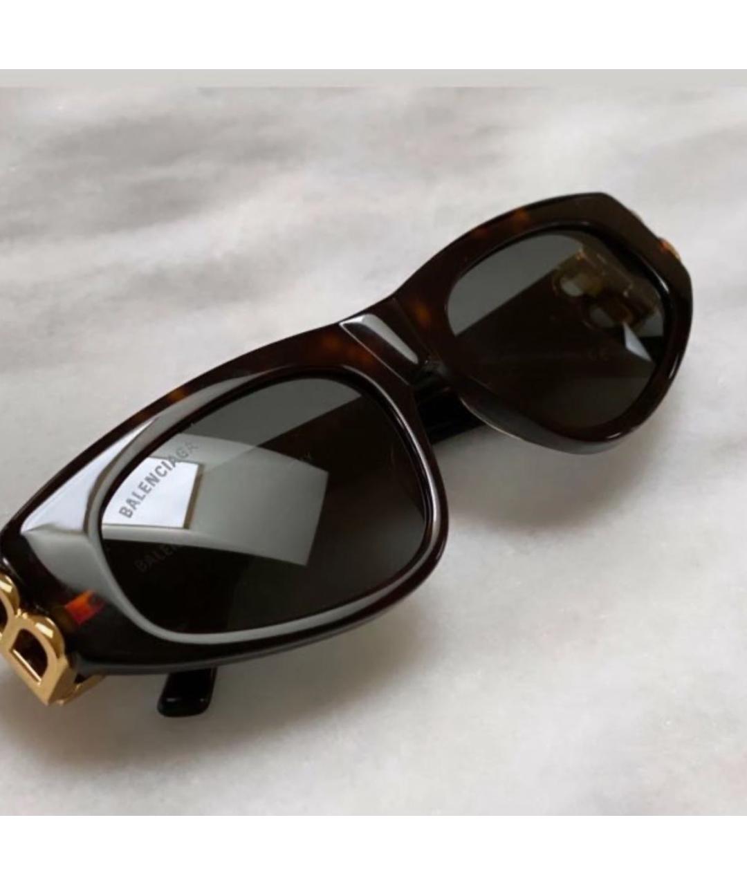 BALENCIAGA Коричневые пластиковые солнцезащитные очки, фото 4