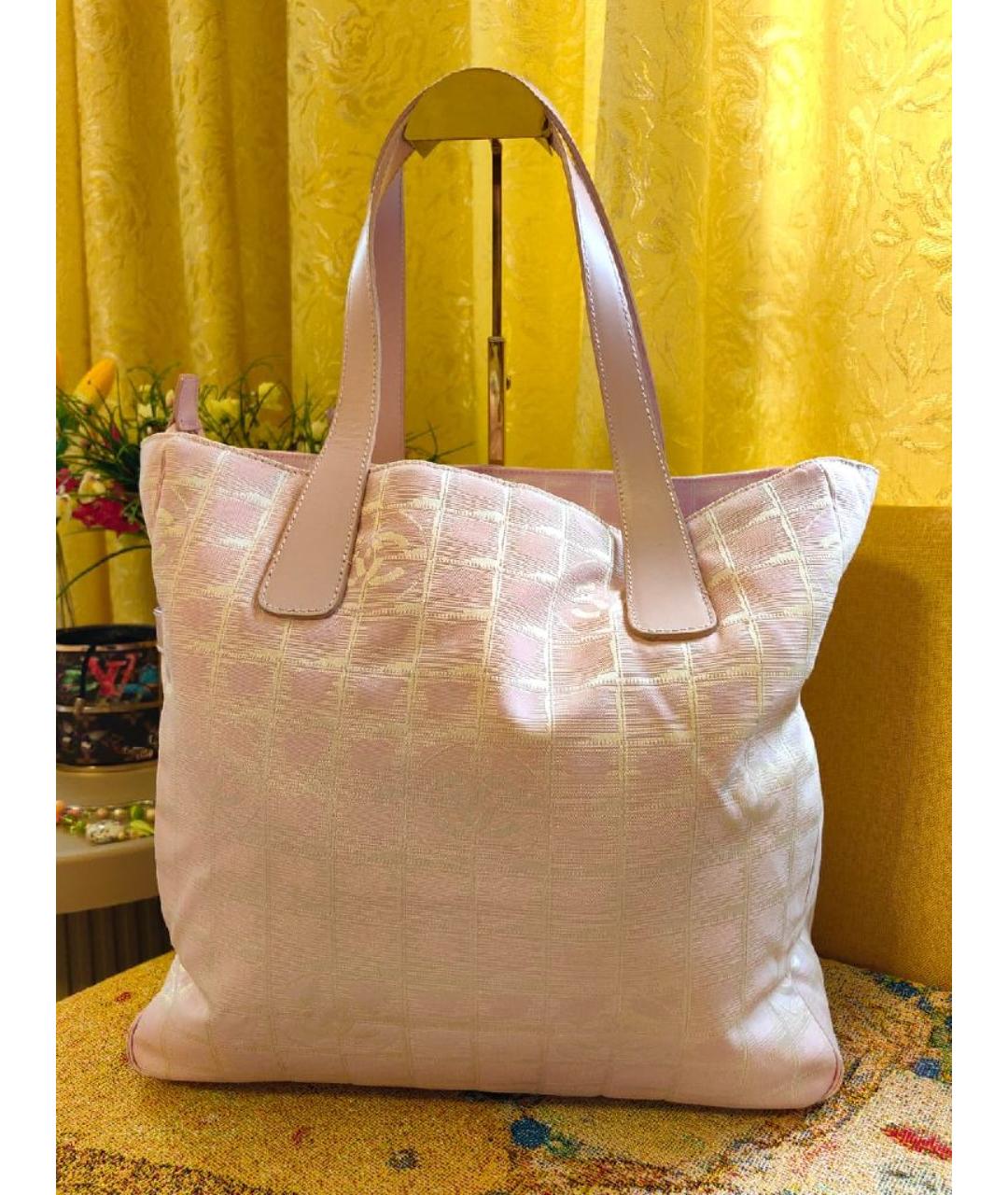 CHANEL Розовая тканевая сумка тоут, фото 10