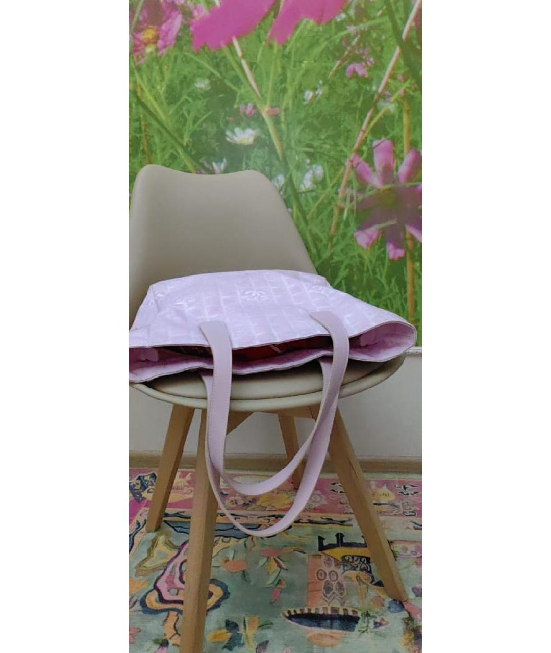 CHANEL Розовая тканевая сумка тоут, фото 9