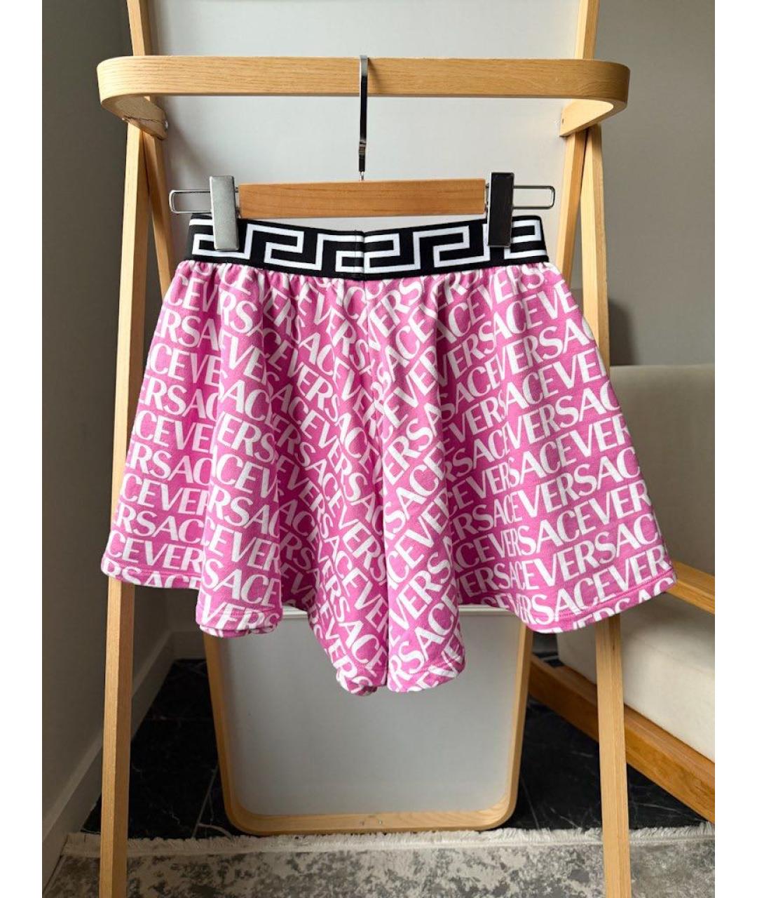 VERSACE Розовые хлопковые брюки и шорты, фото 2