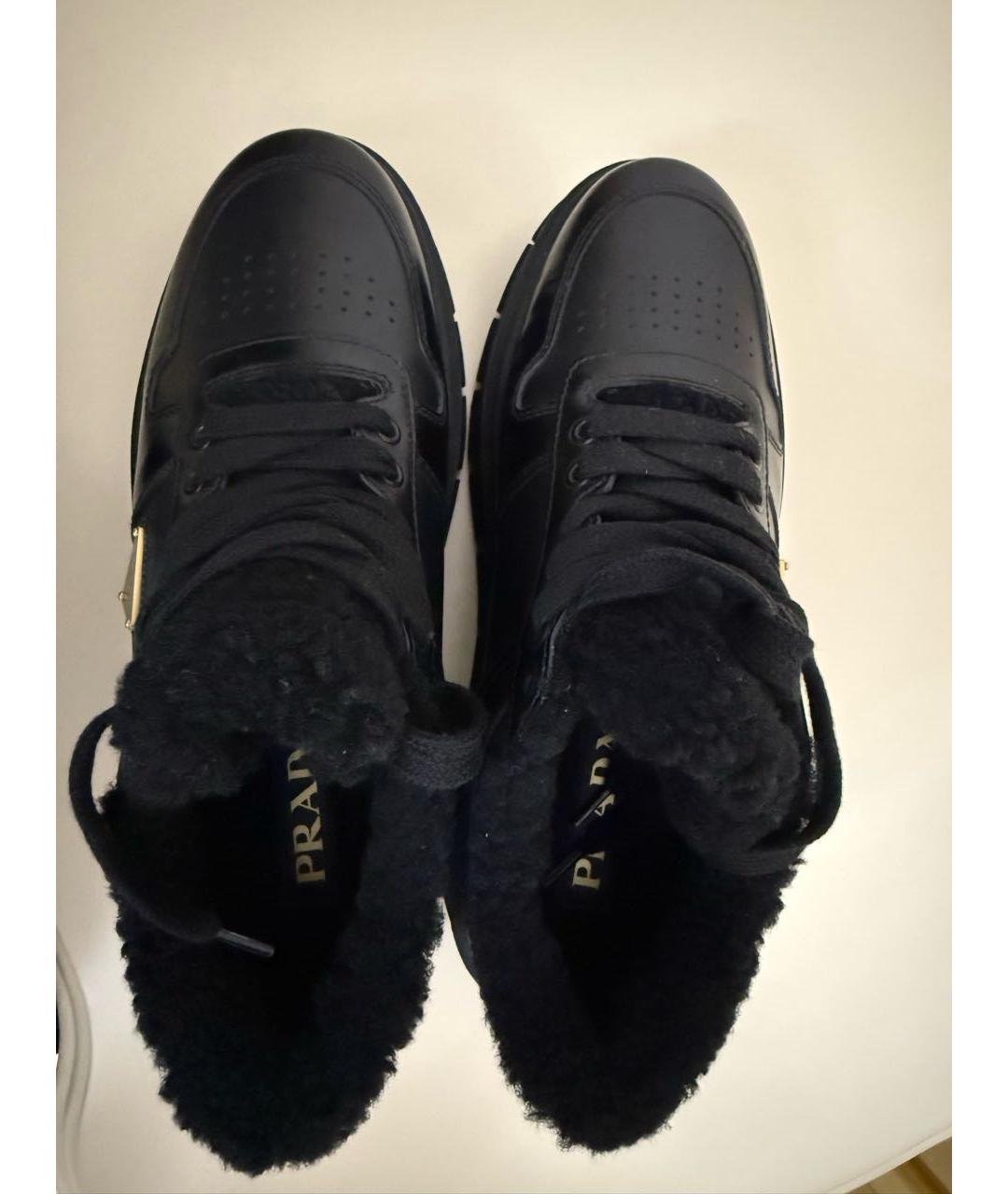 PRADA Черные кожаные кроссовки, фото 4