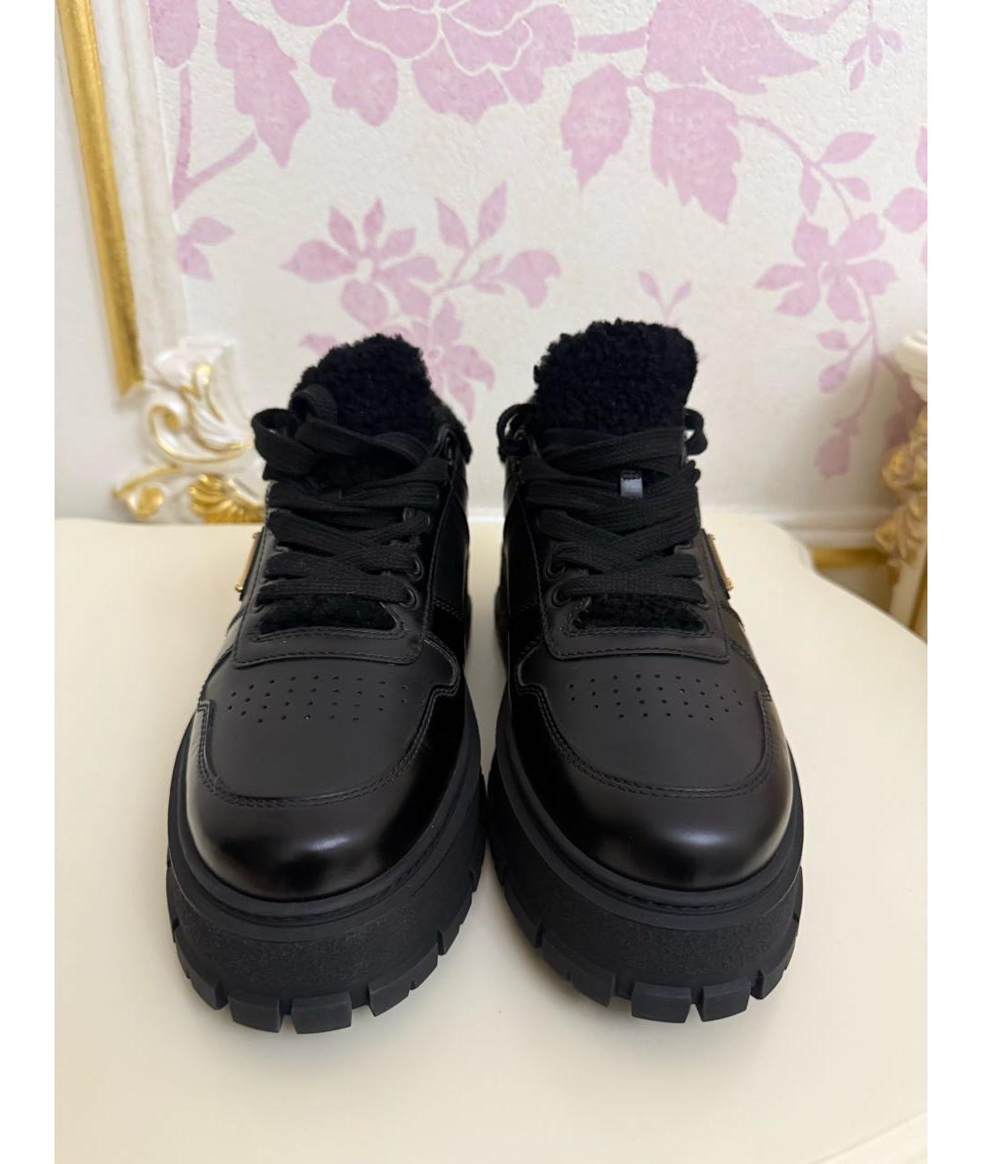 PRADA Черные кожаные кроссовки, фото 3