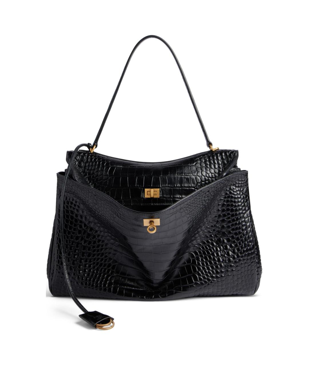 BALENCIAGA Черная кожаная сумка через плечо, фото 1