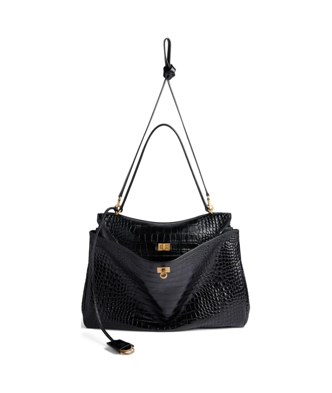 BALENCIAGA Черная кожаная сумка через плечо, фото 2