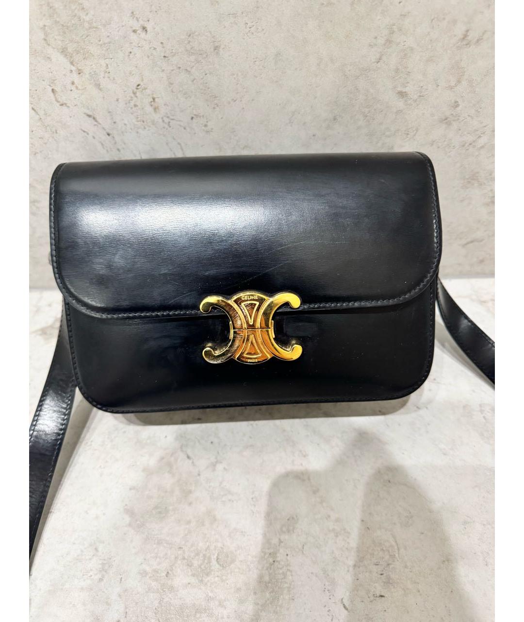 CELINE Черная кожаная сумка через плечо, фото 6