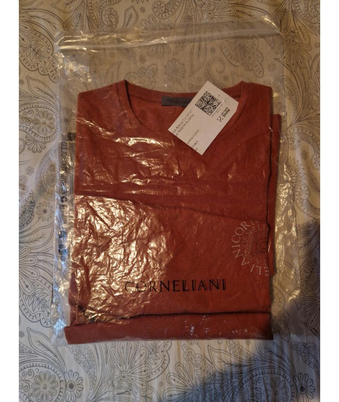CORNELIANI Оранжевая хлопко-эластановая футболка, фото 5
