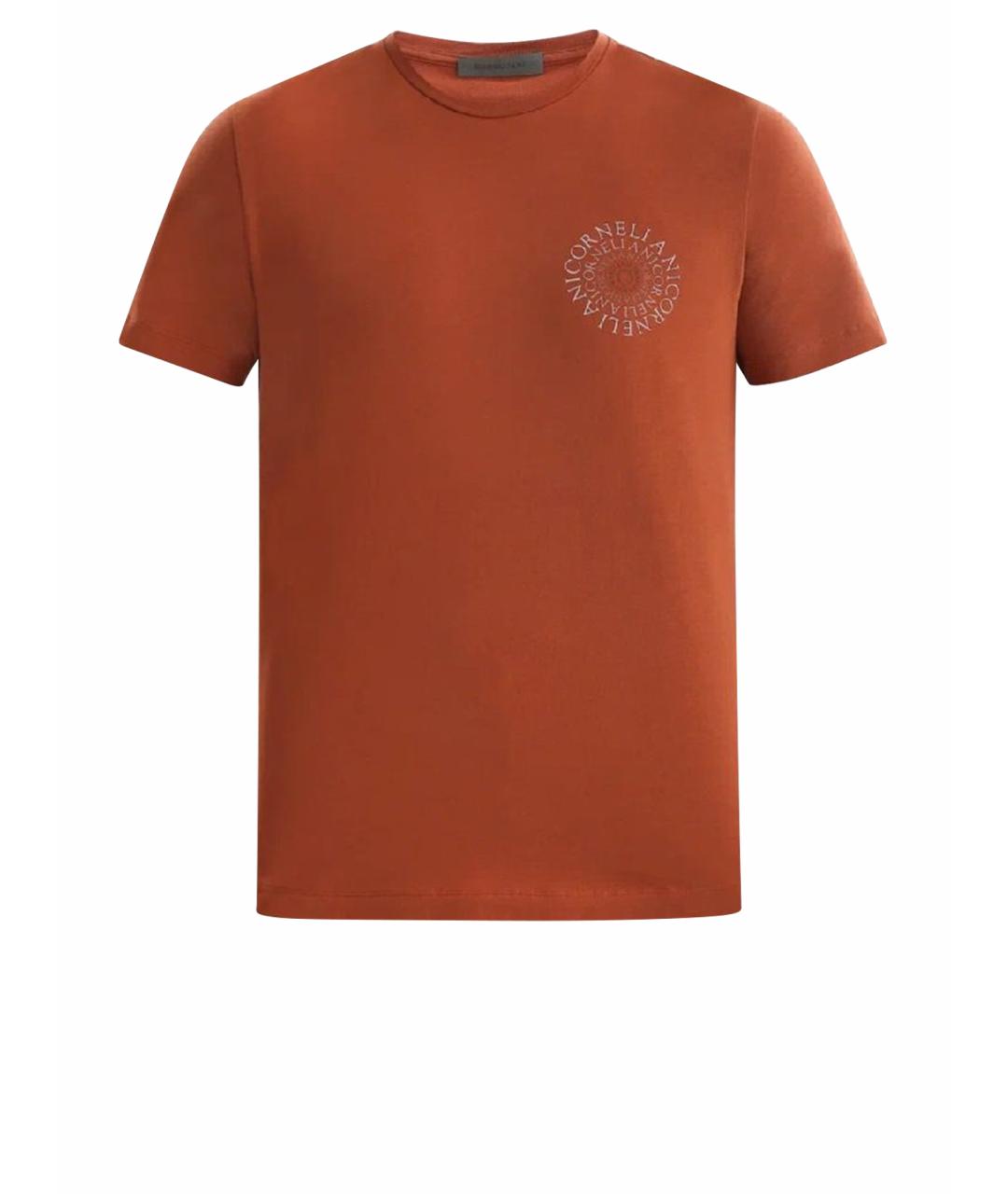 CORNELIANI Оранжевая хлопко-эластановая футболка, фото 1