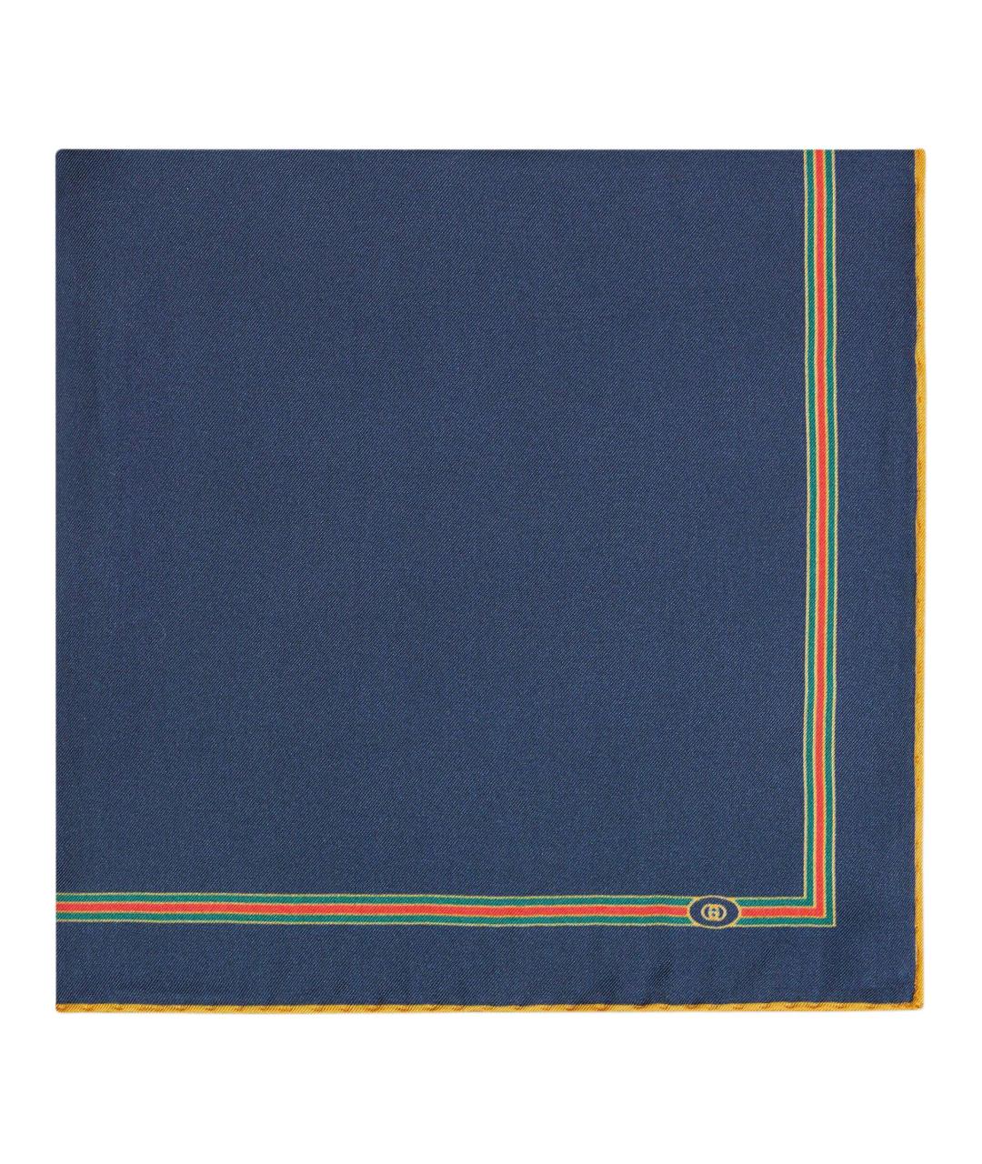 GUCCI Синий шелковый шарф, фото 2