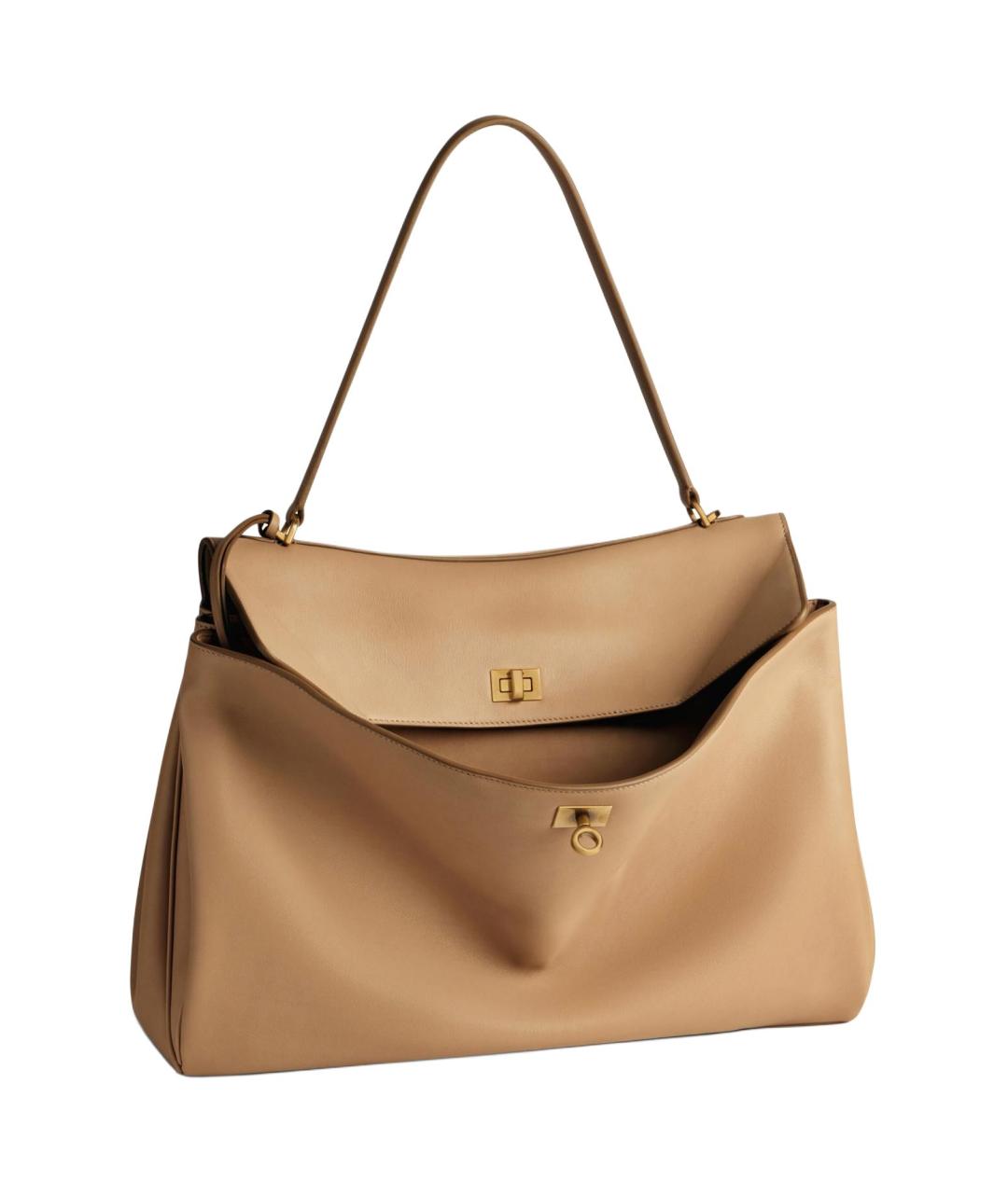 BALENCIAGA Бежевая кожаная сумка через плечо, фото 2