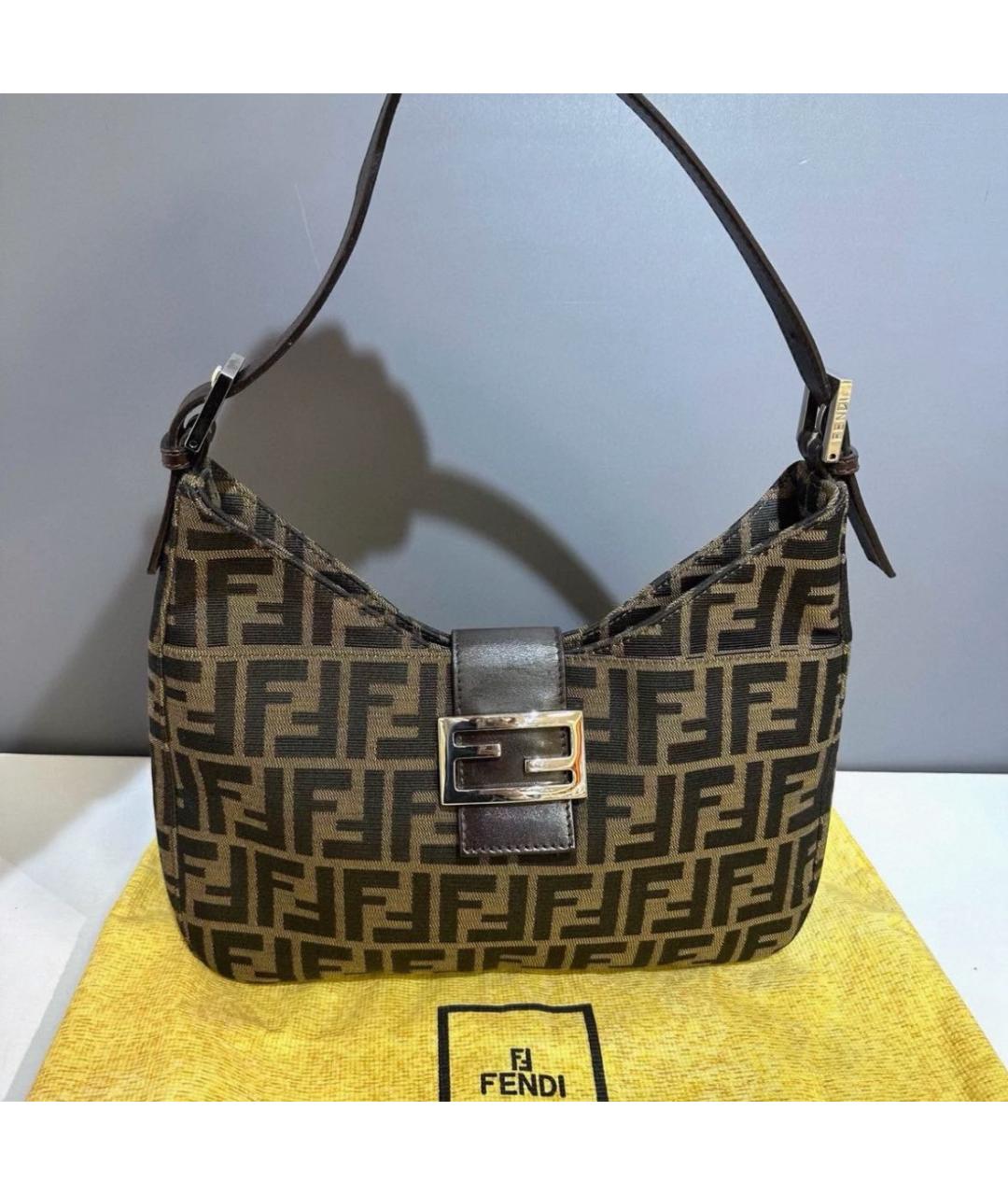 FENDI Коричневая тканевая сумка через плечо, фото 2