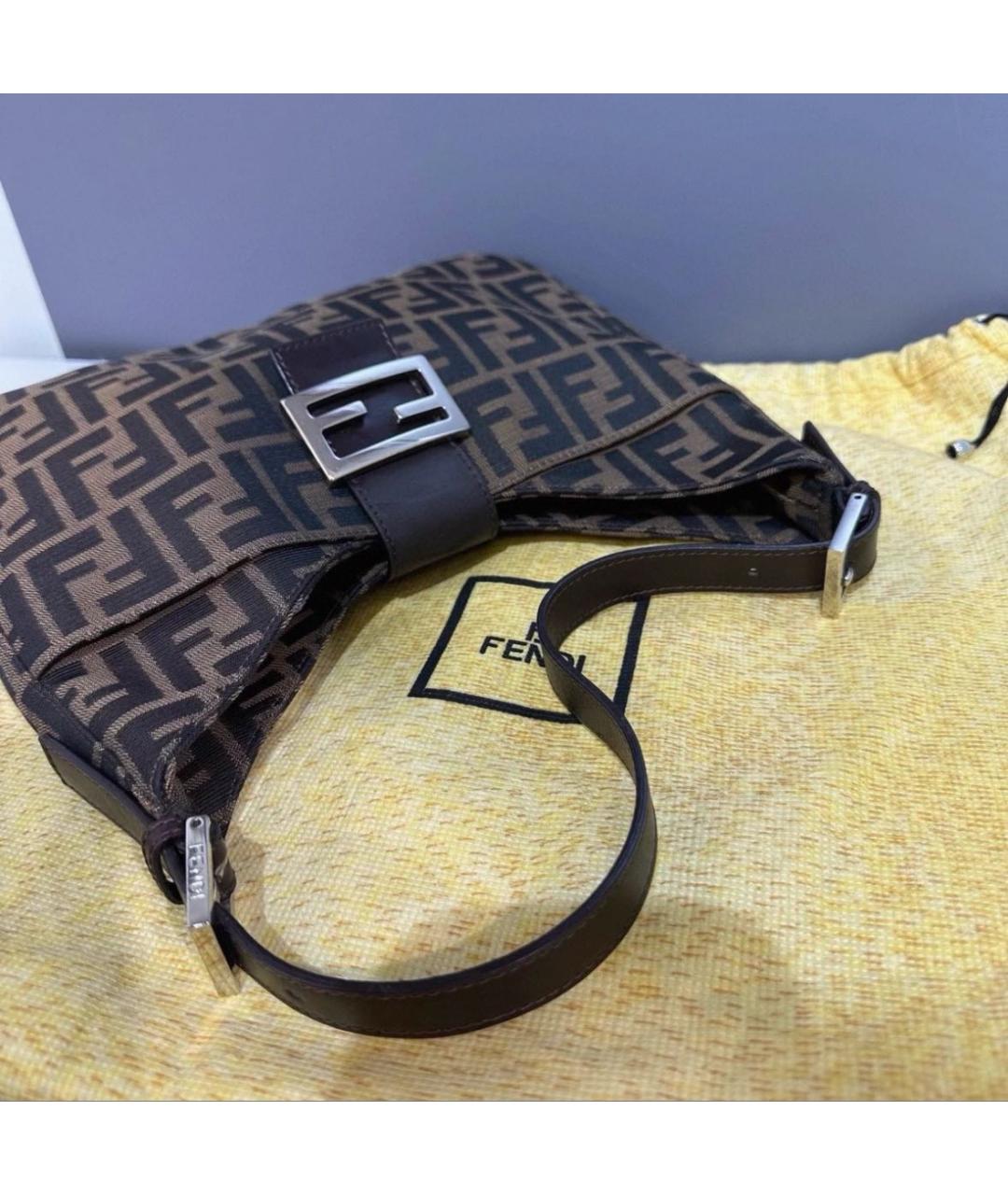 FENDI Коричневая тканевая сумка через плечо, фото 6