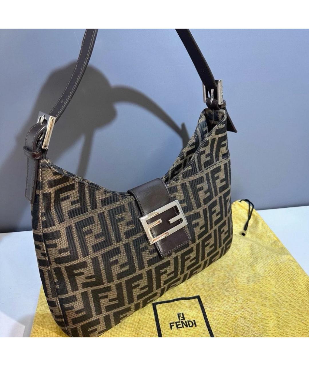 FENDI Коричневая тканевая сумка через плечо, фото 5