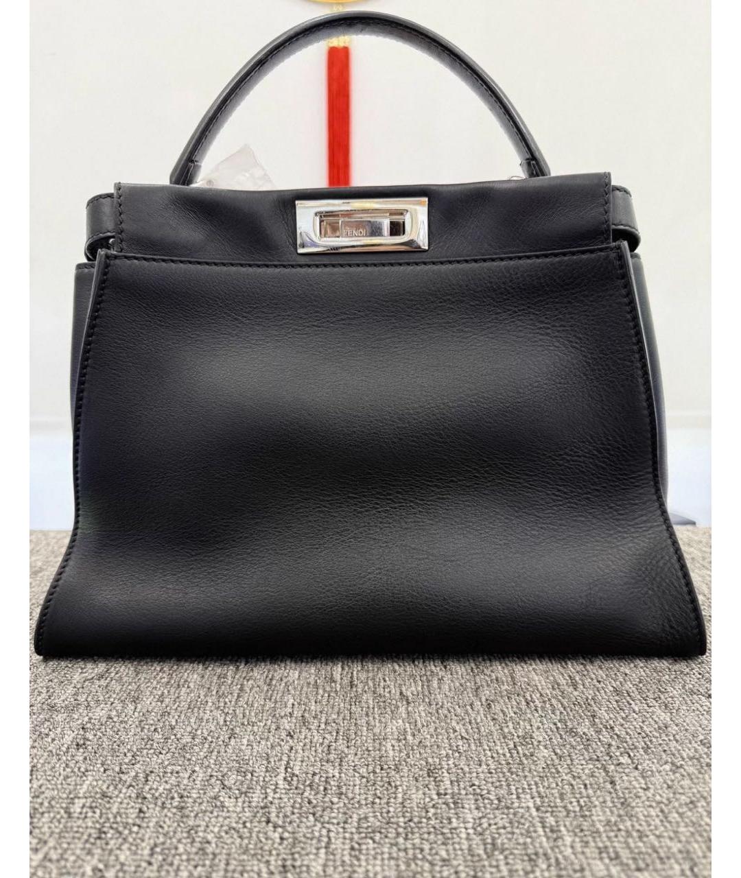 FENDI Черная кожаная сумка с короткими ручками, фото 3