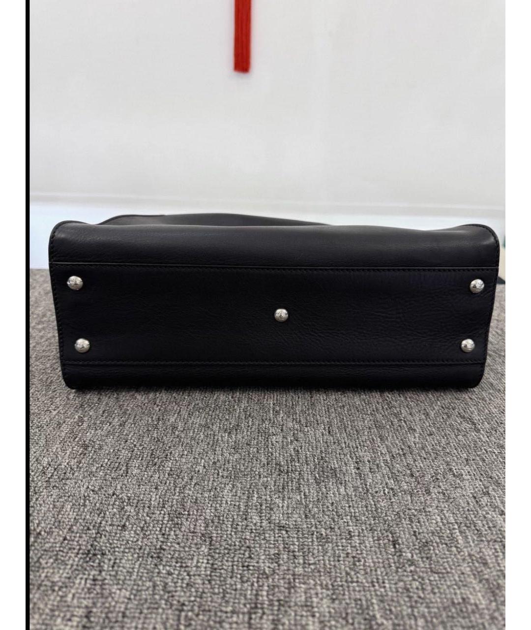 FENDI Черная кожаная сумка с короткими ручками, фото 6
