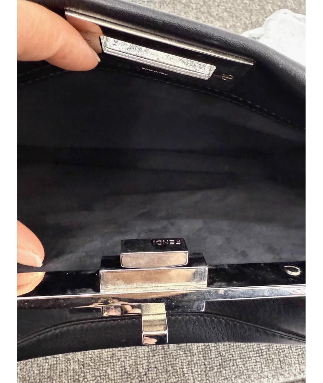 FENDI Черная кожаная сумка с короткими ручками, фото 8