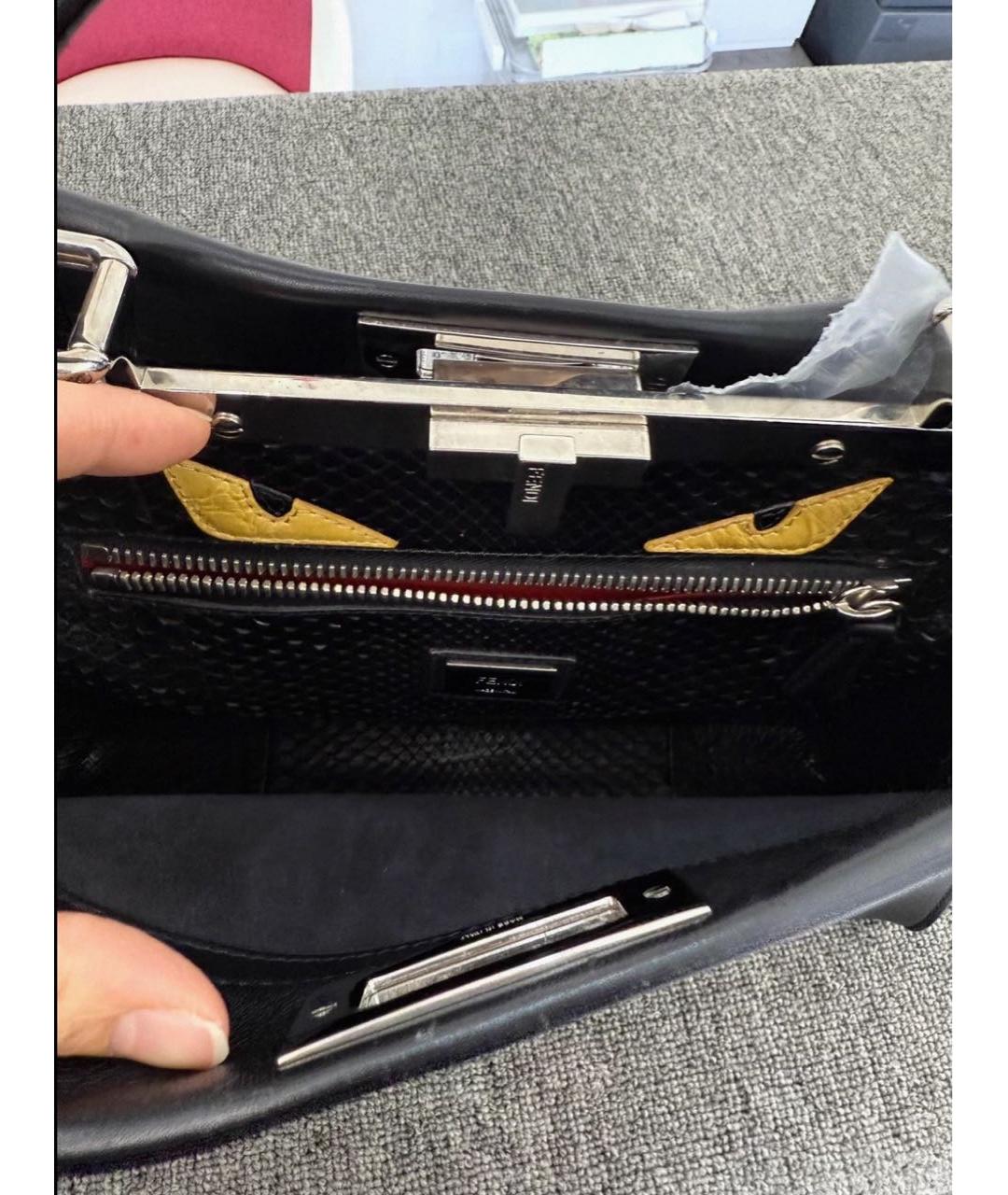 FENDI Черная кожаная сумка с короткими ручками, фото 4