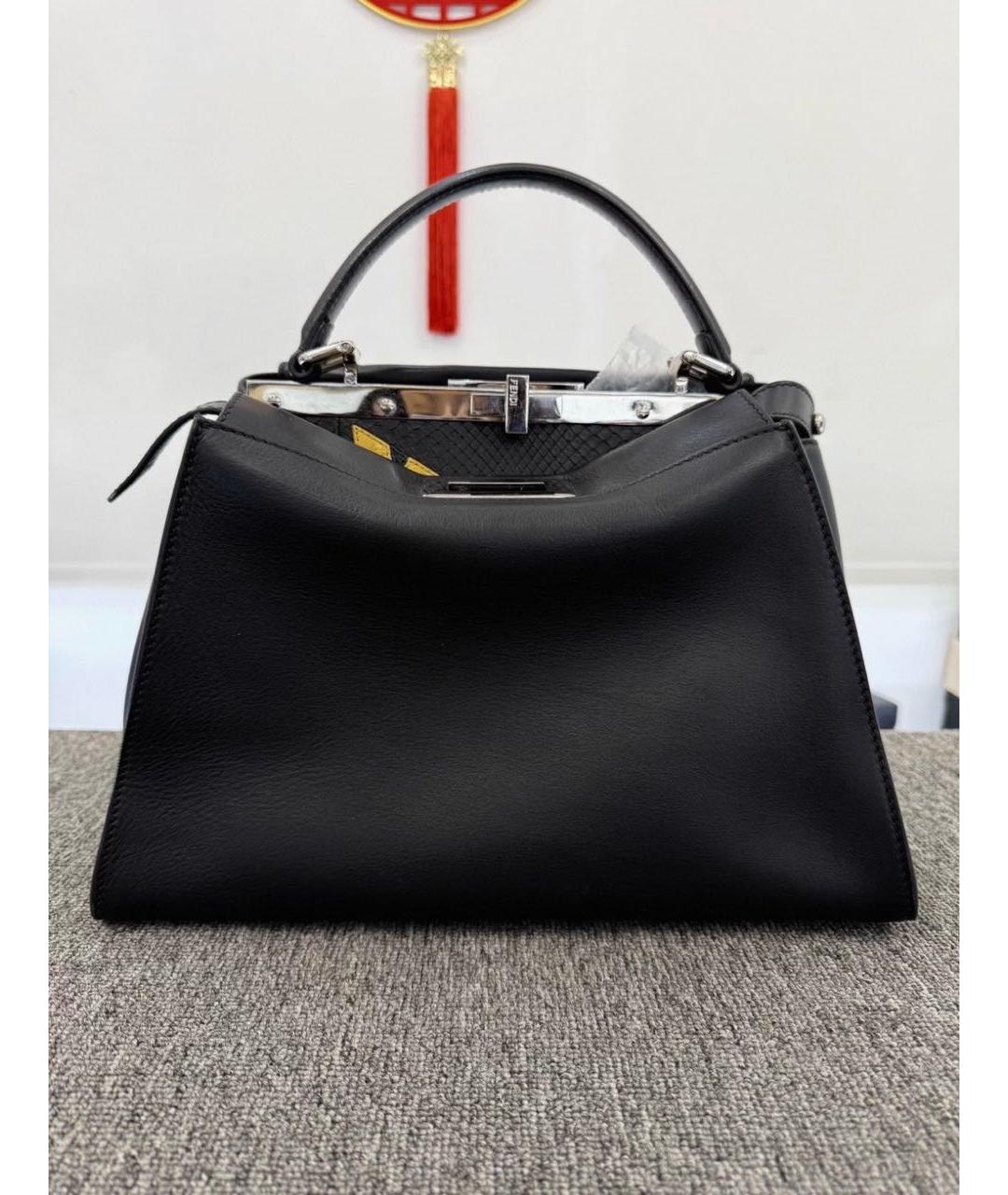 FENDI Черная кожаная сумка с короткими ручками, фото 2