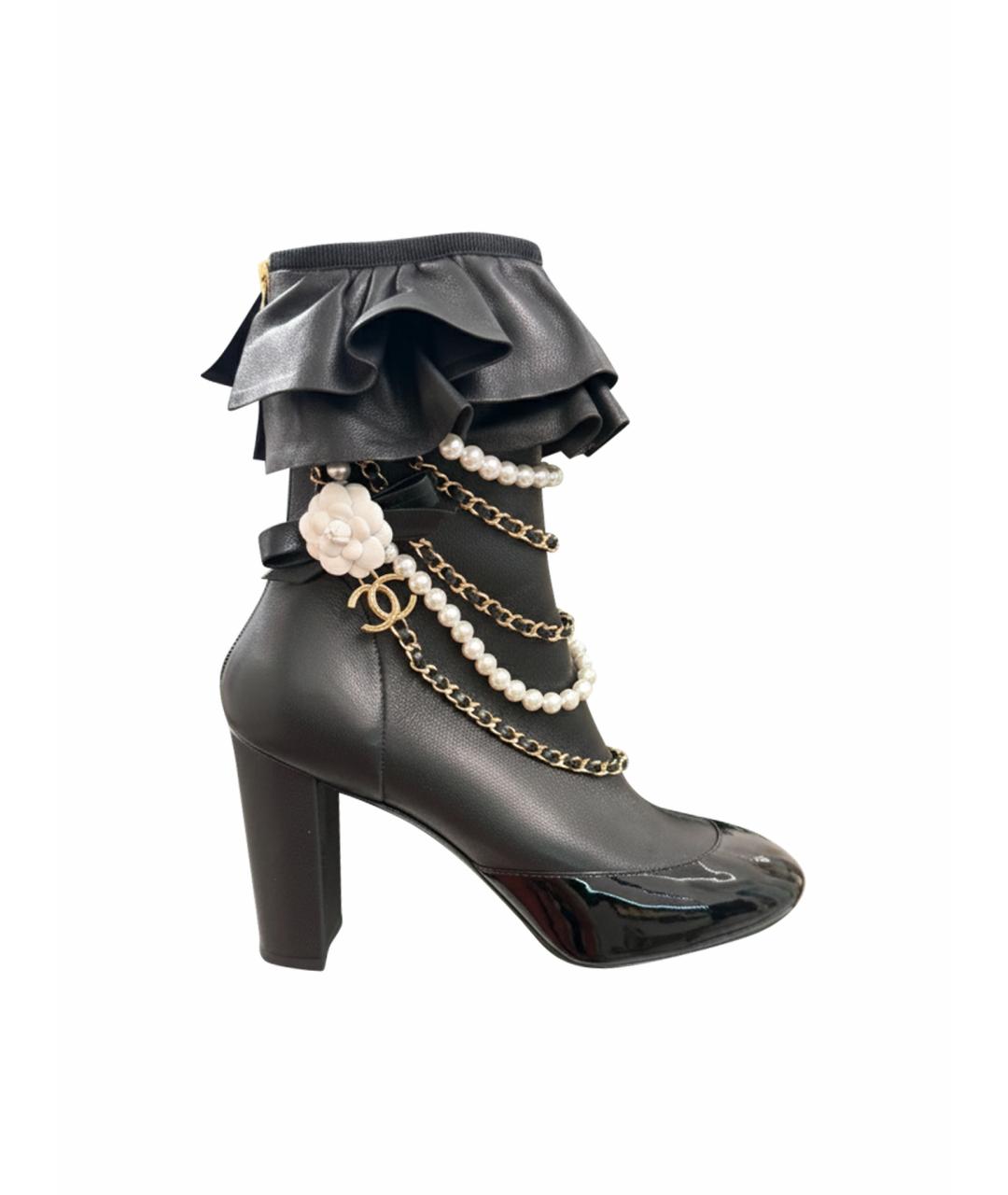 CHANEL Черные кожаные ботильоны, фото 1