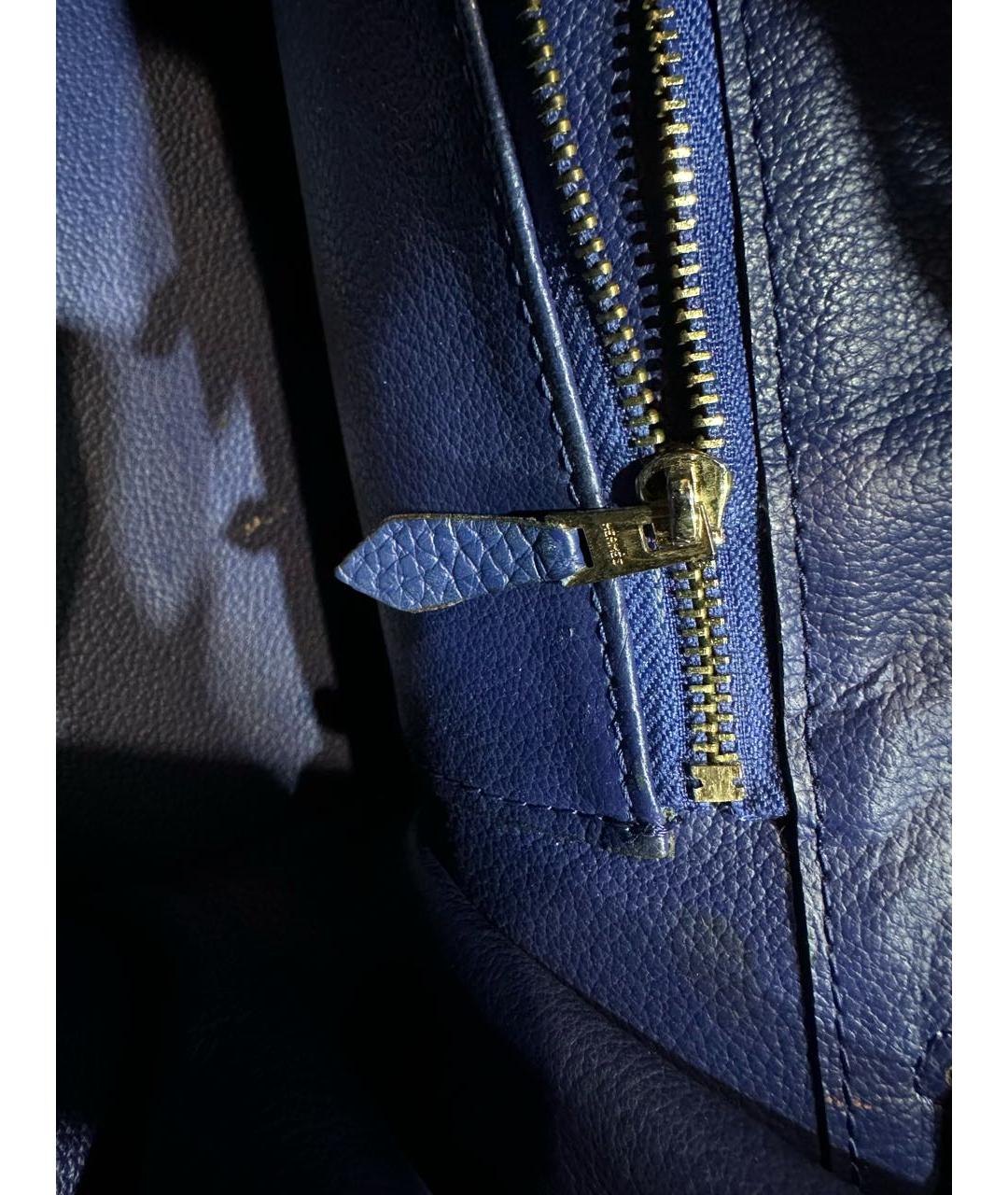 HERMES Синяя кожаная сумка с короткими ручками, фото 7
