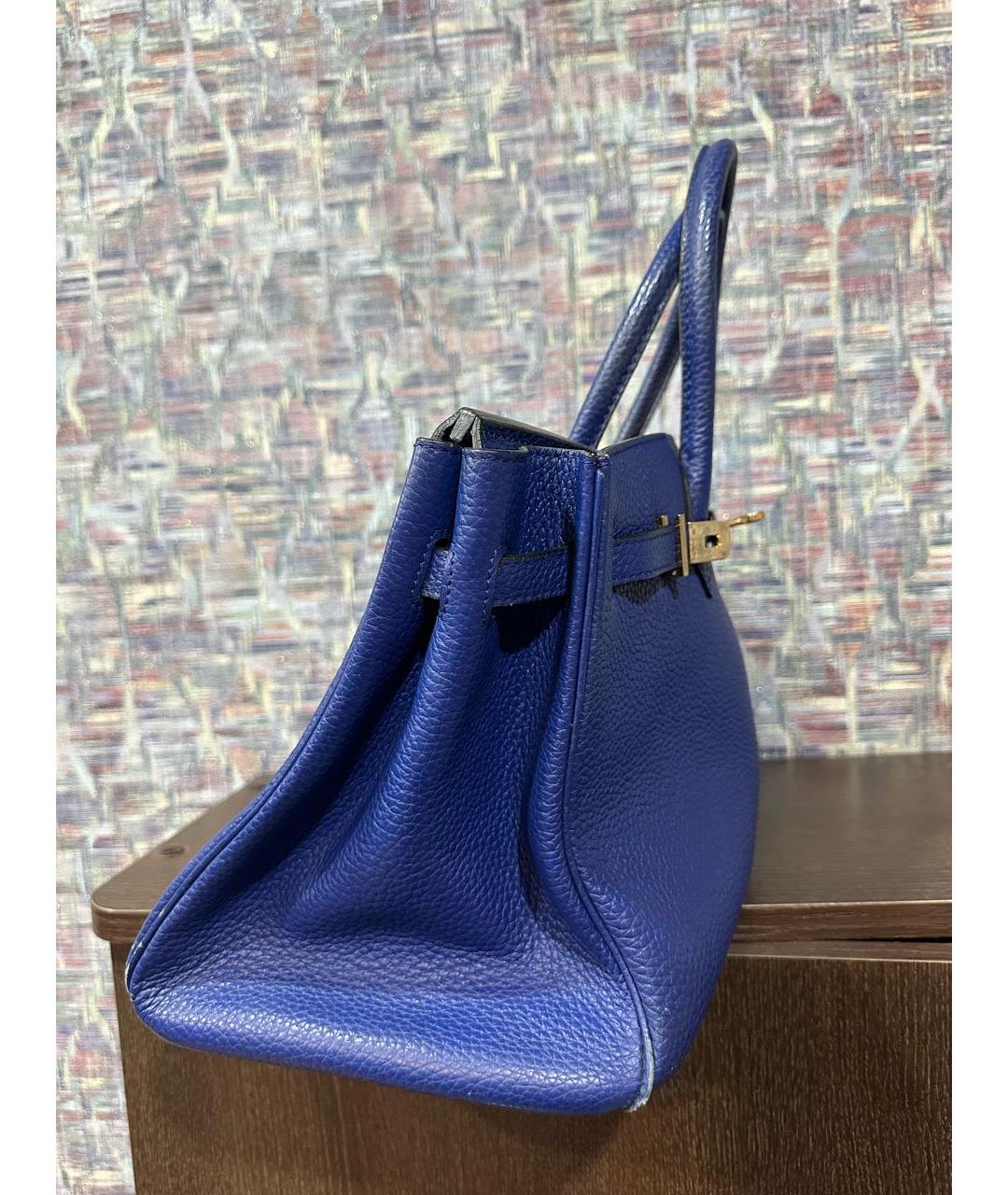 HERMES Синяя кожаная сумка с короткими ручками, фото 2