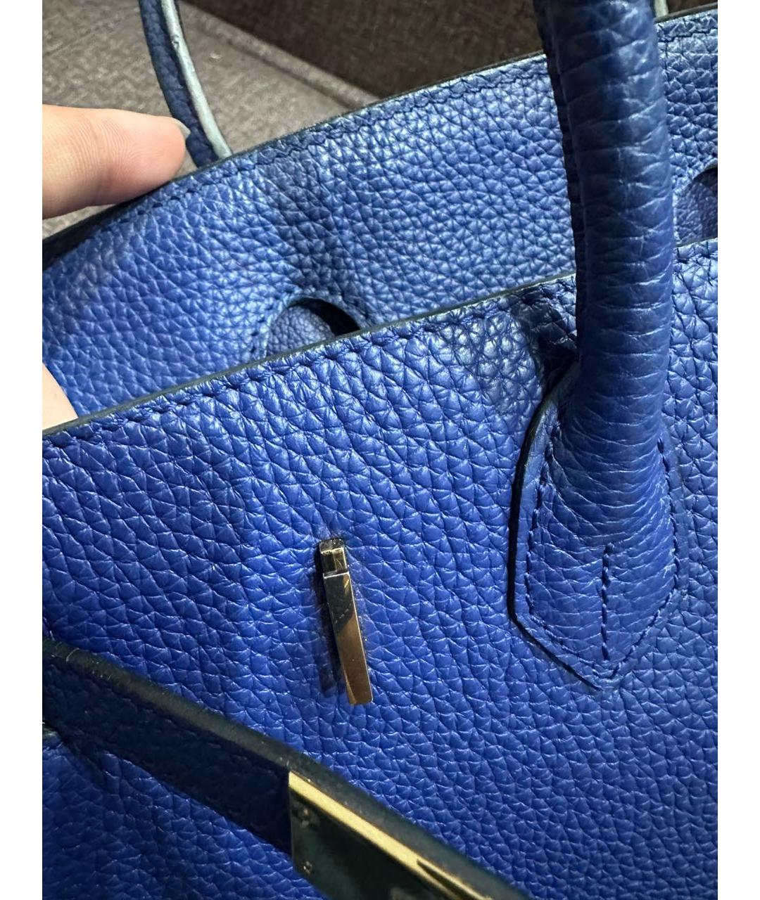 HERMES Синяя кожаная сумка с короткими ручками, фото 8