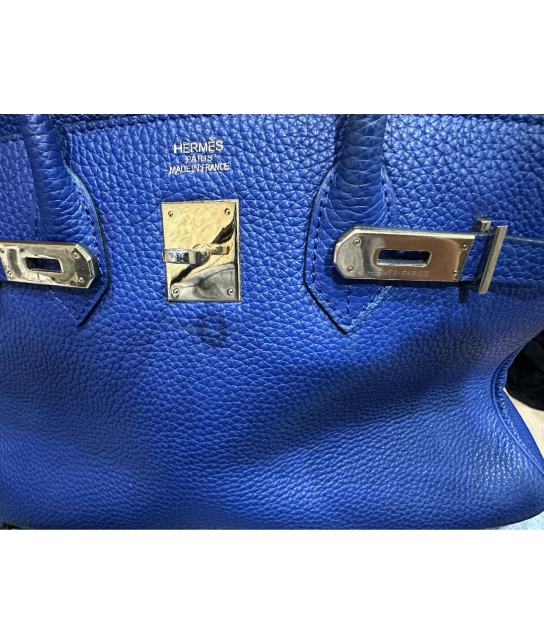 HERMES Синяя кожаная сумка с короткими ручками, фото 5