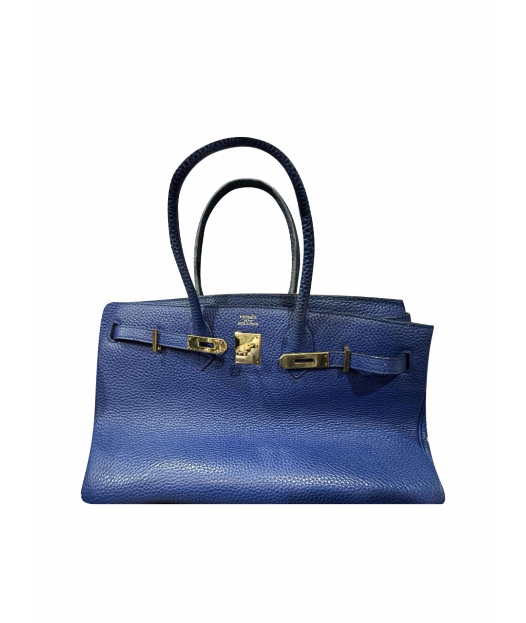 HERMES Синяя кожаная сумка с короткими ручками, фото 1