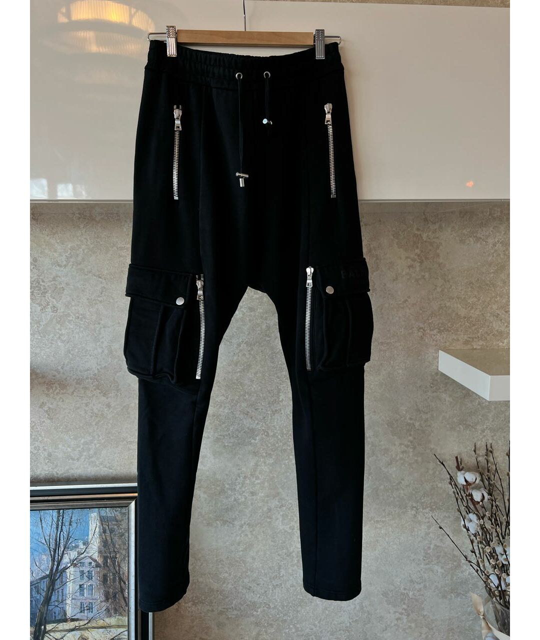 BALMAIN Черные хлопковые брюки чинос, фото 7