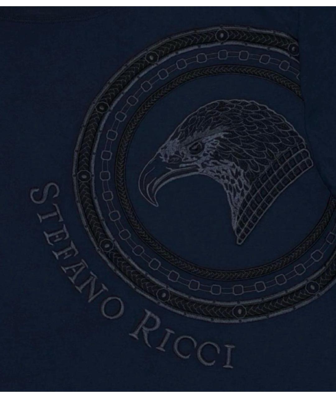 STEFANO RICCI Темно-синяя хлопковая футболка, фото 5