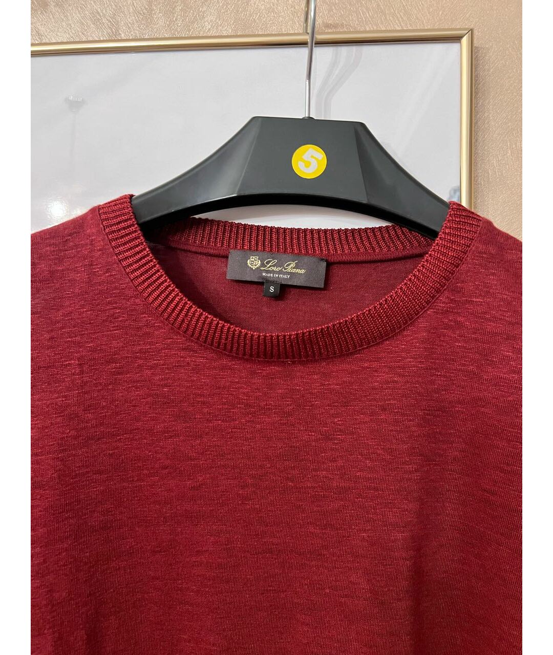 LORO PIANA Бордовая льняная футболка, фото 2