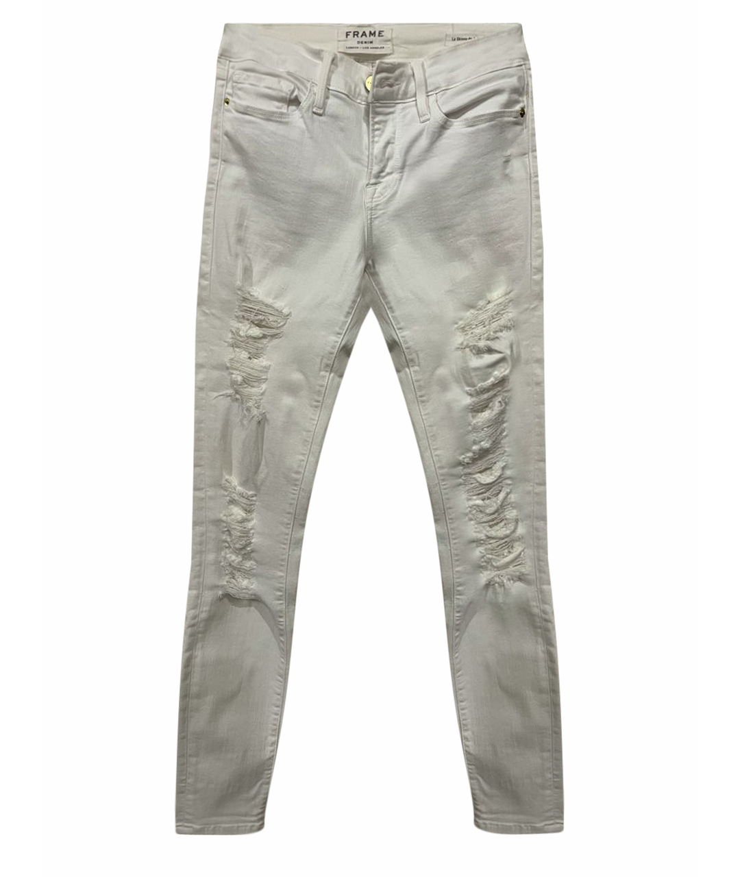 FRAME Белые хлопко-эластановые джинсы слим, фото 1