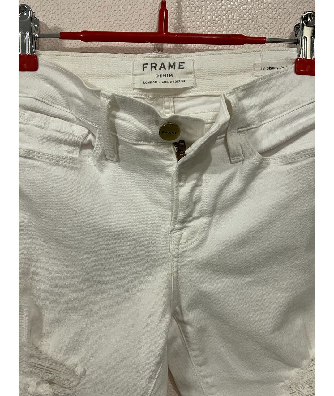 FRAME Белые хлопко-эластановые джинсы слим, фото 3