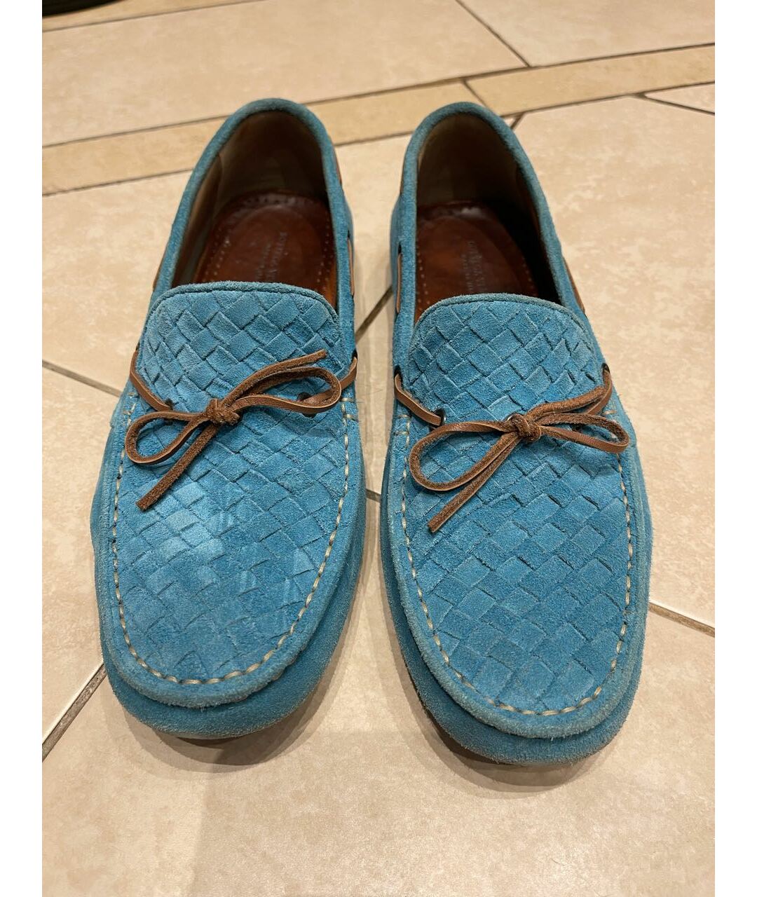 BOTTEGA VENETA Бирюзовые замшевые мокасины, фото 2