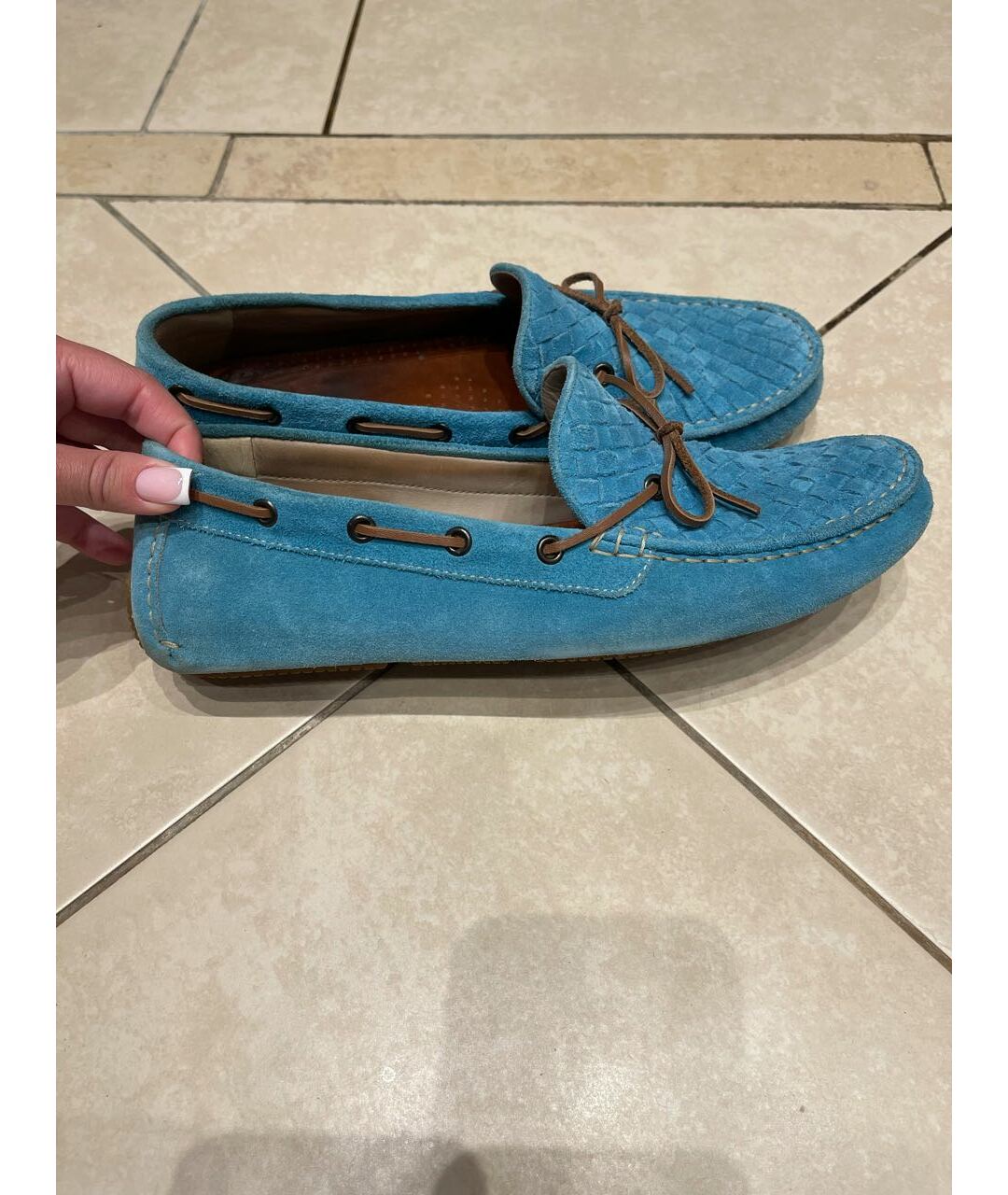 BOTTEGA VENETA Бирюзовые замшевые мокасины, фото 6