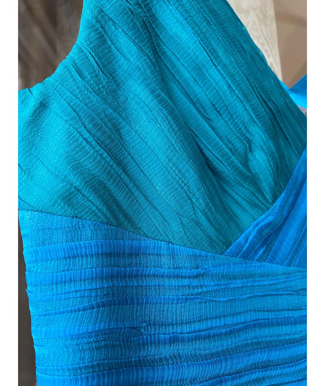 D.EXTERIOR Бирюзовое шелковое коктейльное платье, фото 3