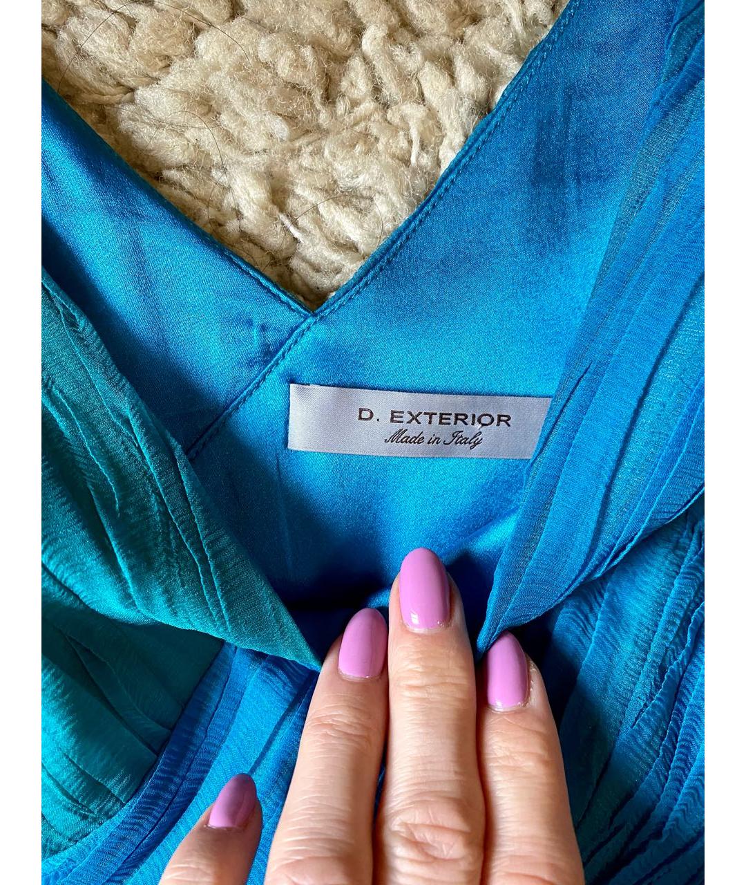 D.EXTERIOR Бирюзовое шелковое коктейльное платье, фото 2