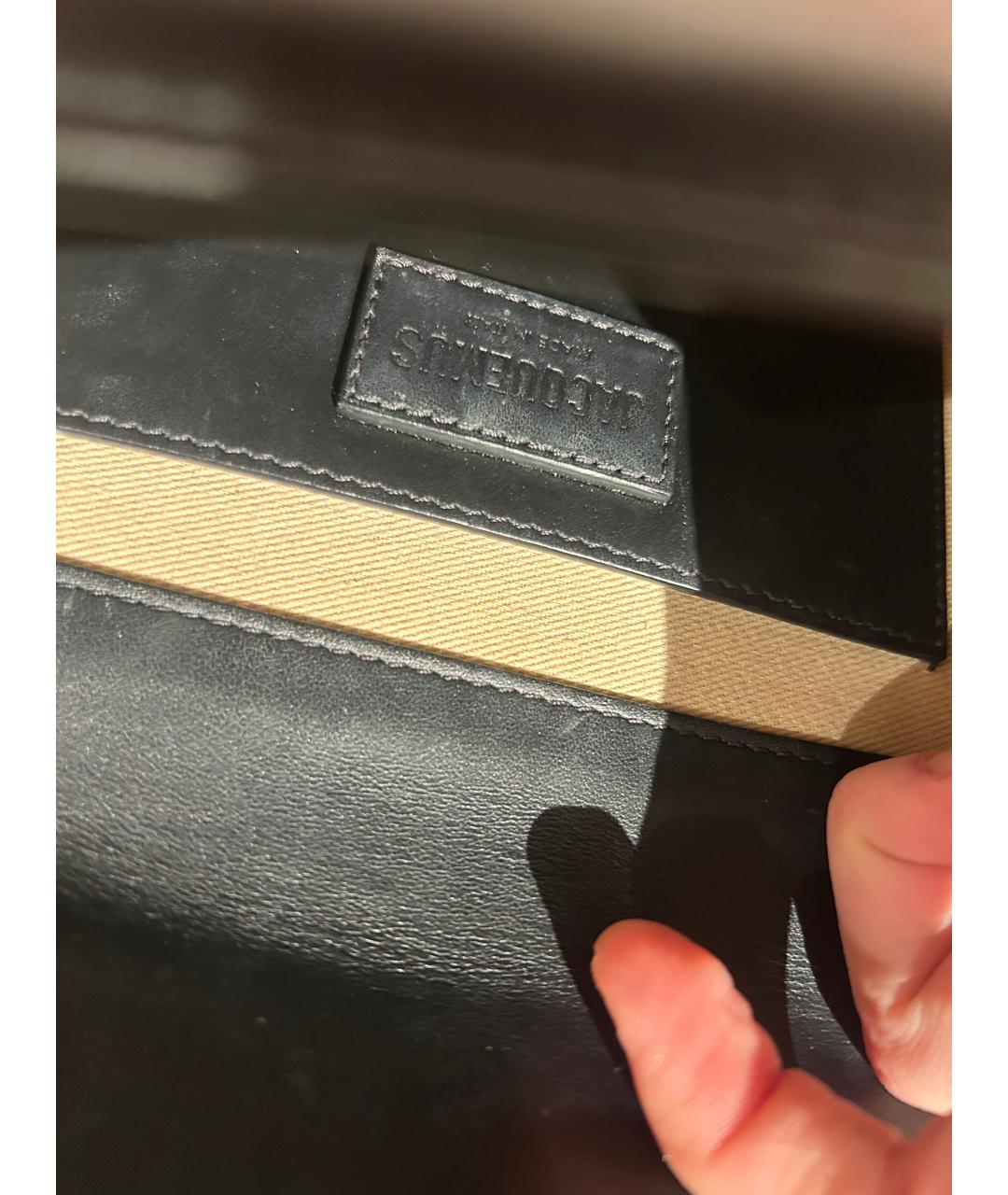 JACQUEMUS Черная кожаная сумка через плечо, фото 4