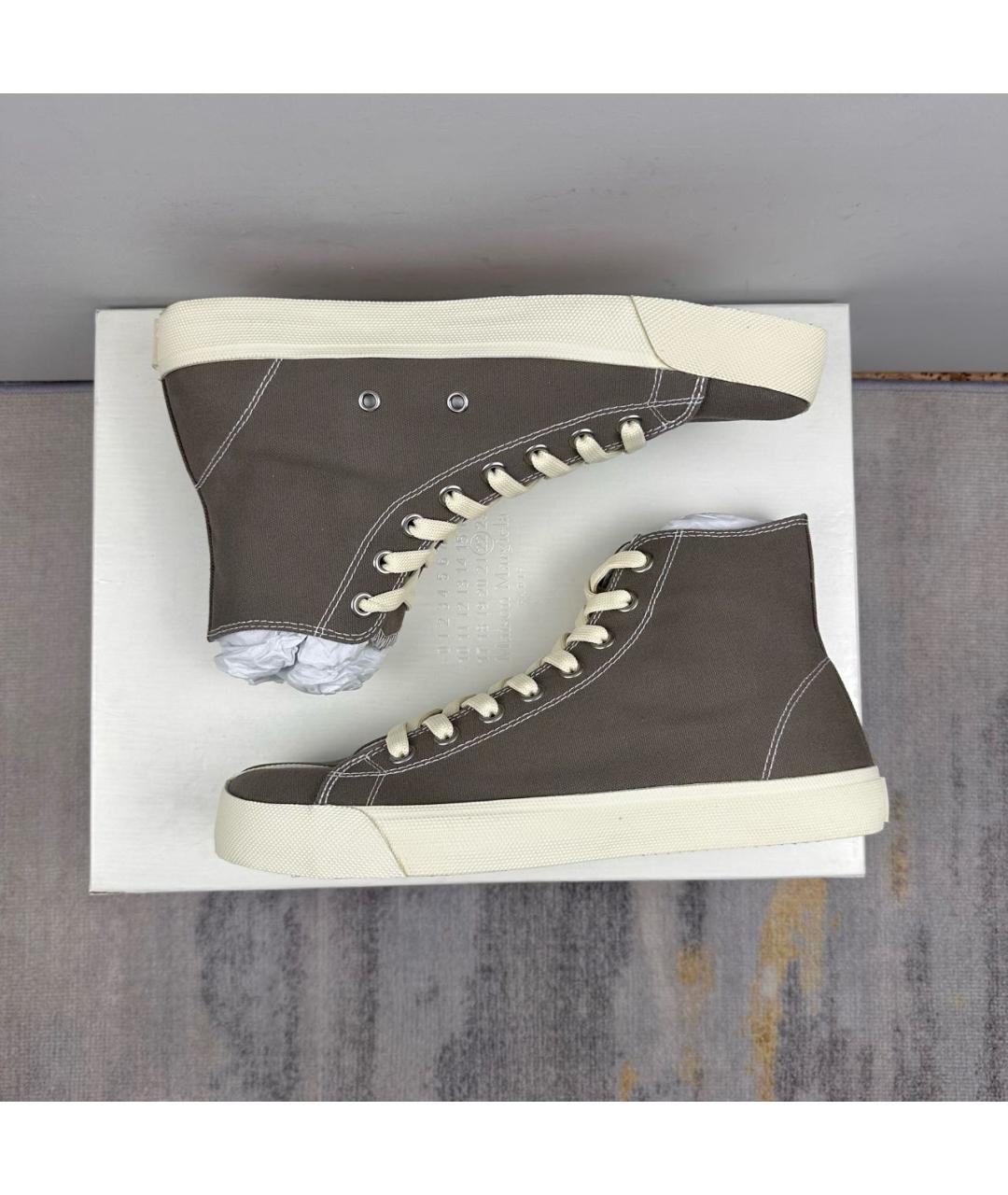 MAISON MARGIELA Коричневые текстильные кеды, фото 4