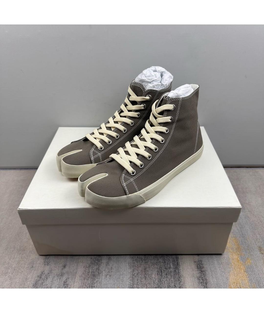 MAISON MARGIELA Коричневые текстильные кеды, фото 2