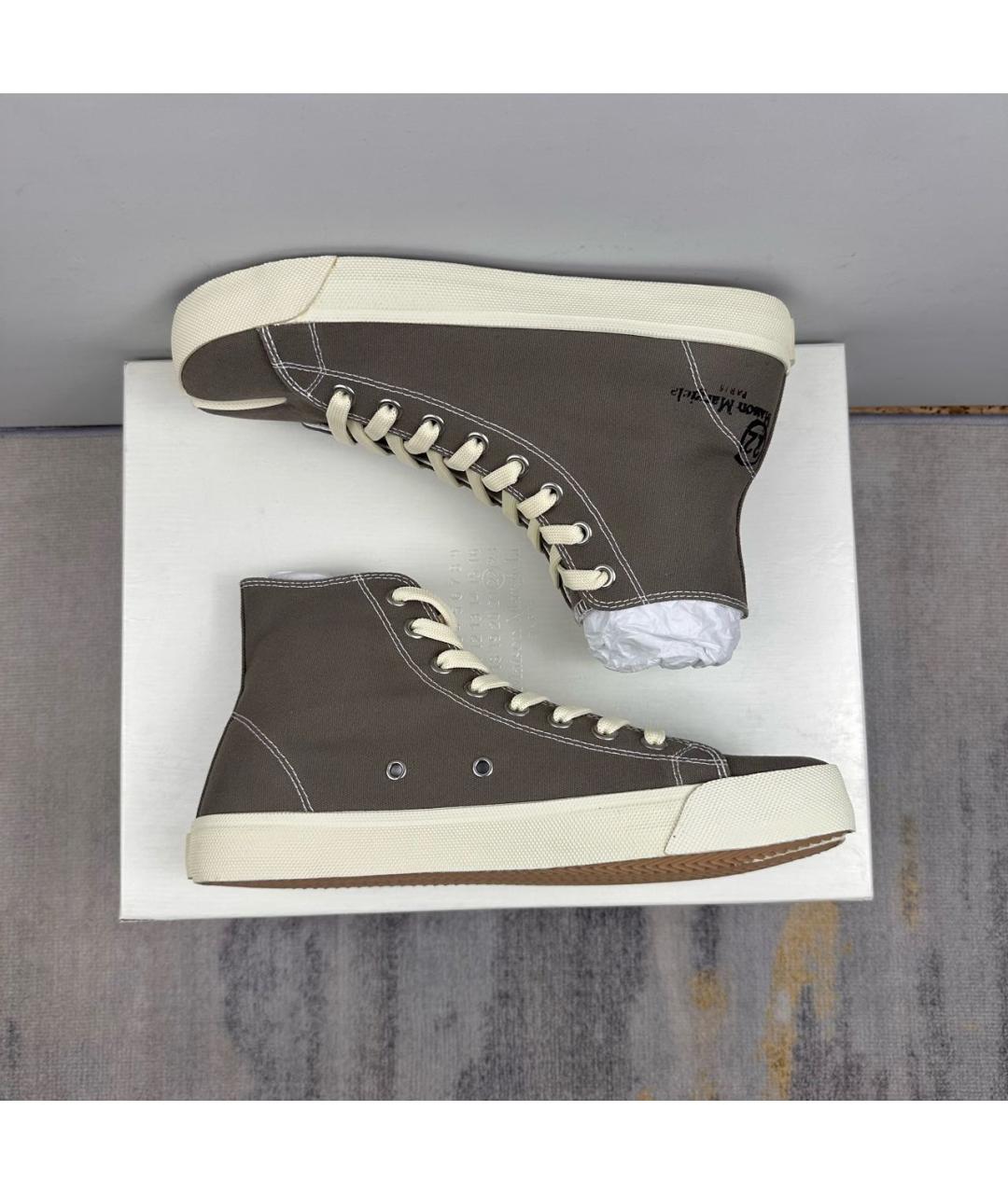 MAISON MARGIELA Коричневые текстильные кеды, фото 8