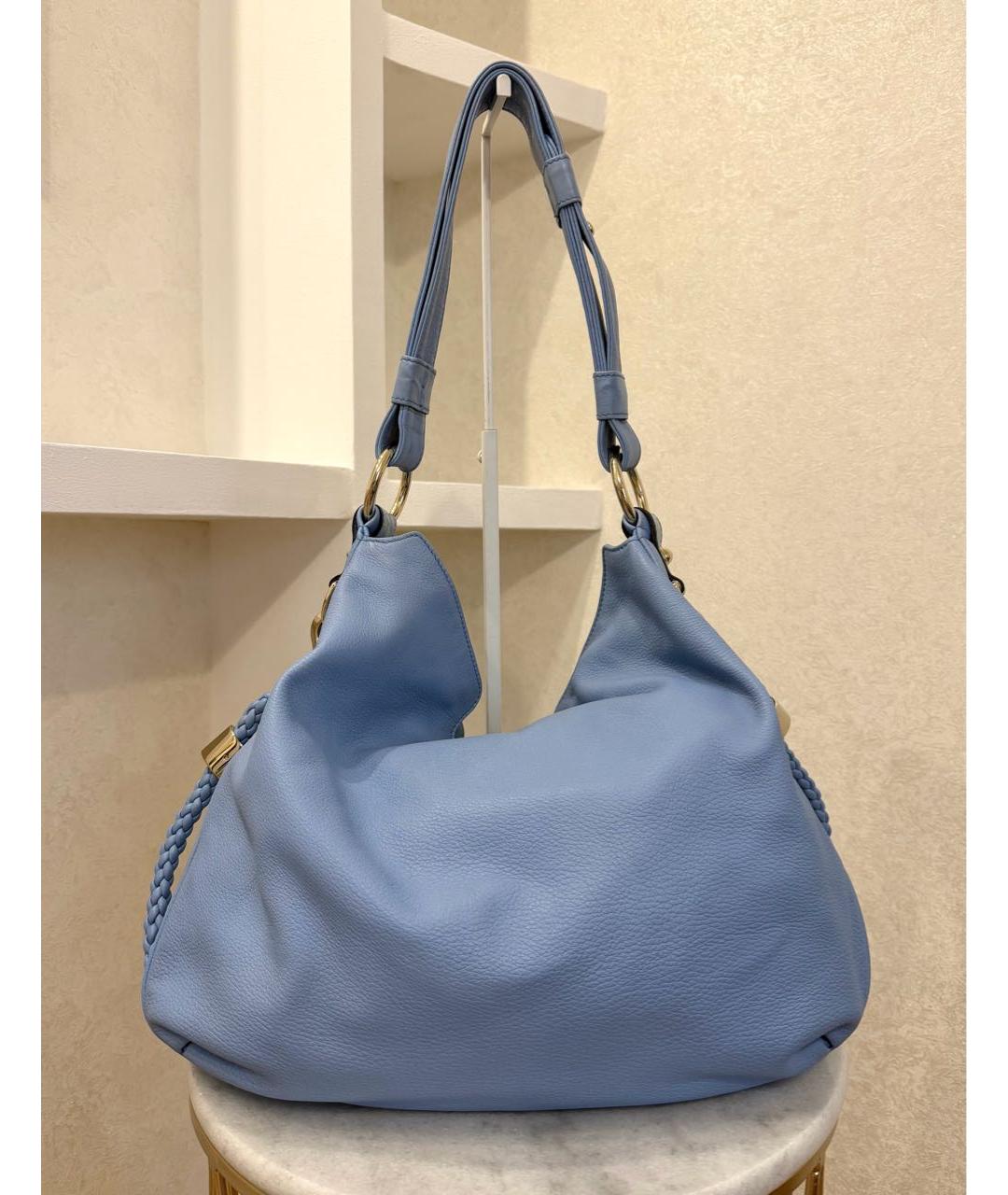 GUCCI Голубая кожаная сумка тоут, фото 6
